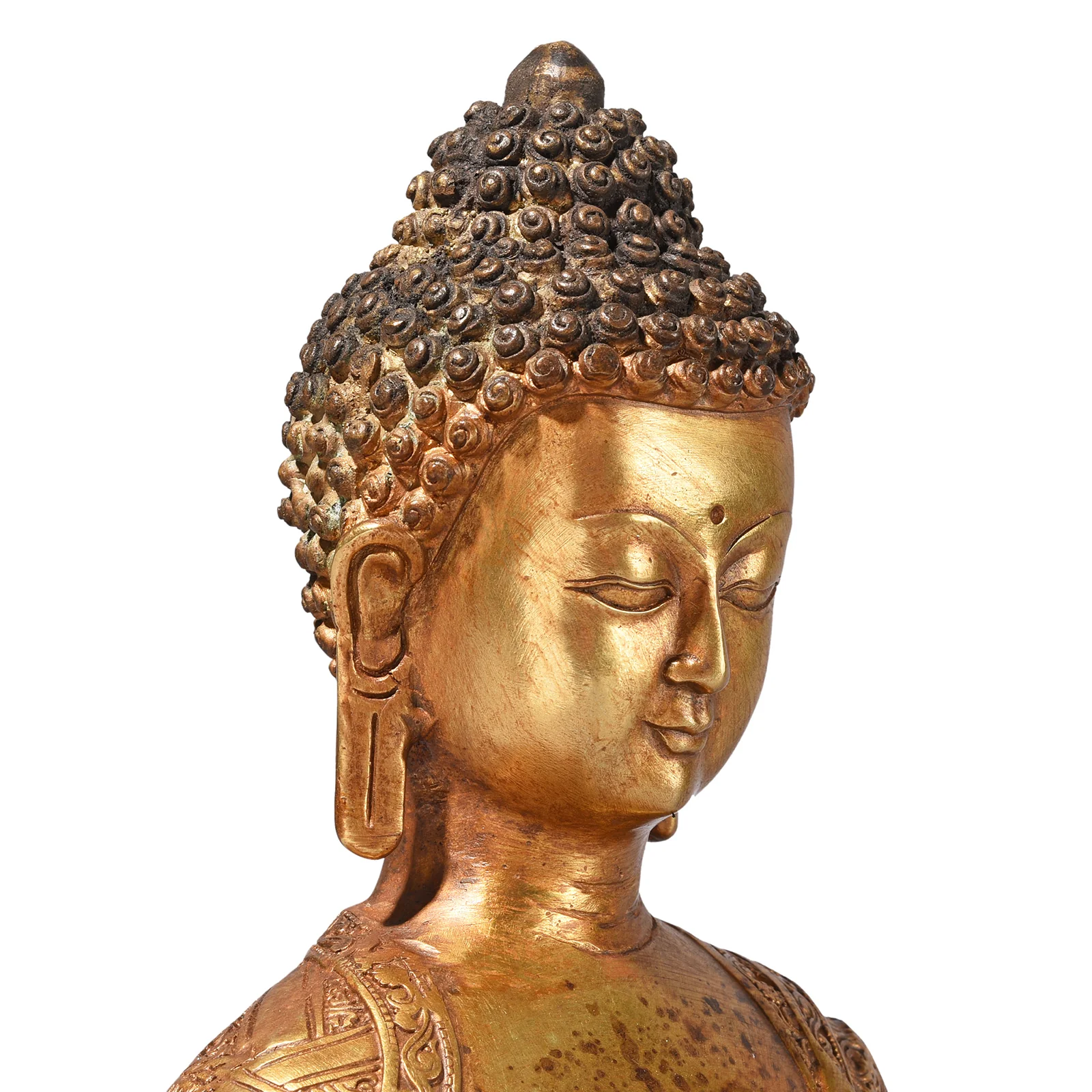 Gilt Brass Sitting Buddha - Dhyana Mudra - Image 2