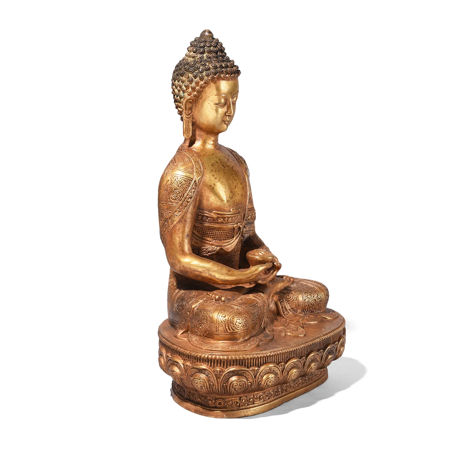 Gilt Brass Sitting Buddha - Dhyana Mudra - Image 3