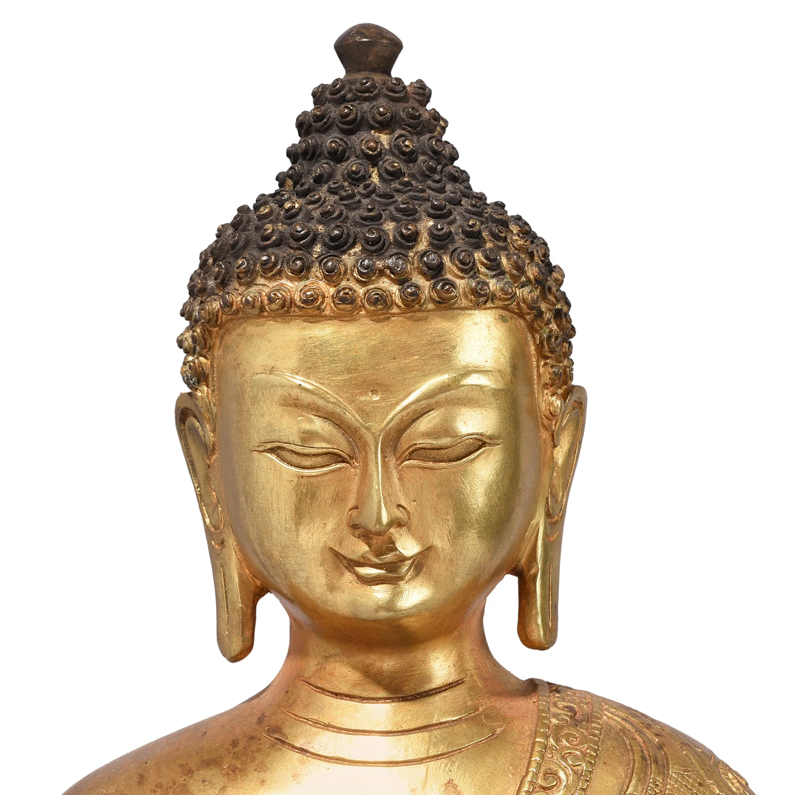 Gilt Brass Sitting Buddha Statue - Bhumisparsha Mudra - Image 3