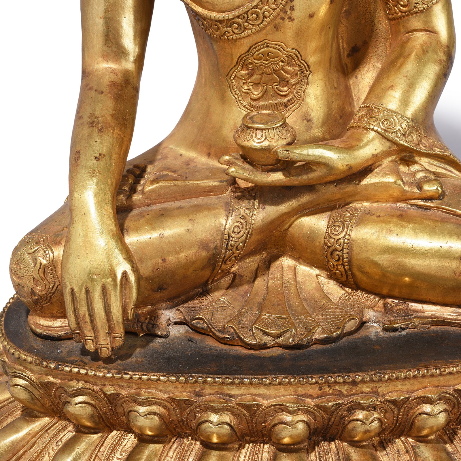 Gilt Brass Sitting Buddha Statue - Bhumisparsha Mudra - Image 7