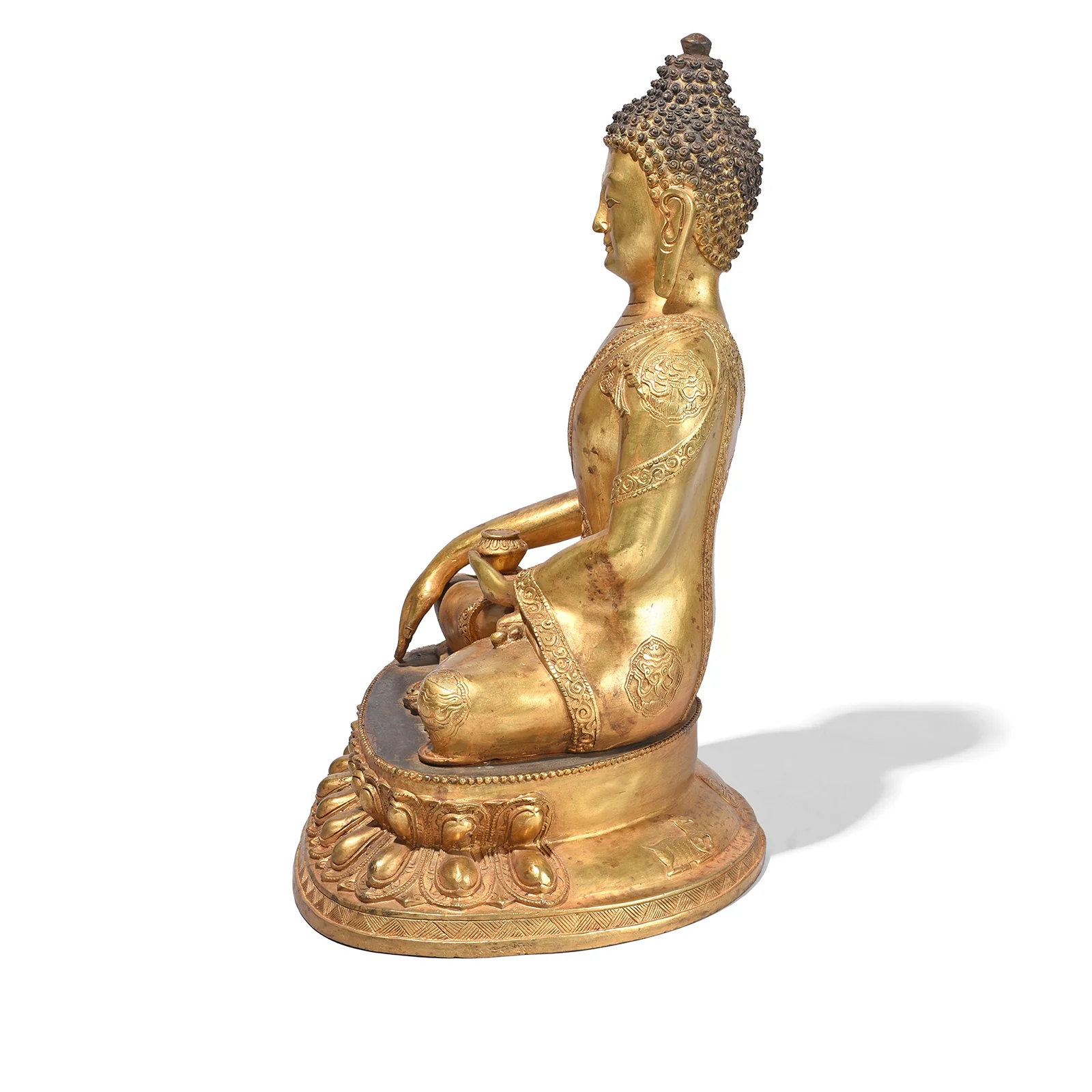 Gilt Brass Sitting Buddha Statue - Bhumisparsha Mudra - Image 8