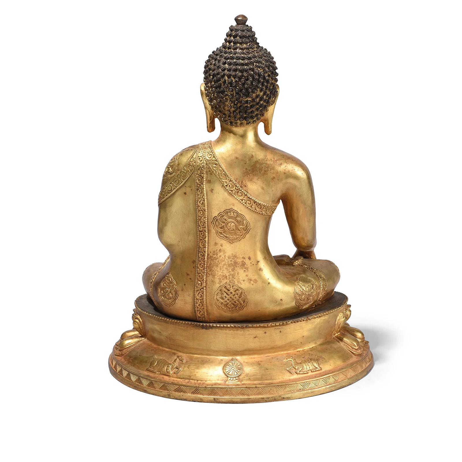 Gilt Brass Sitting Buddha Statue - Bhumisparsha Mudra - Image 9