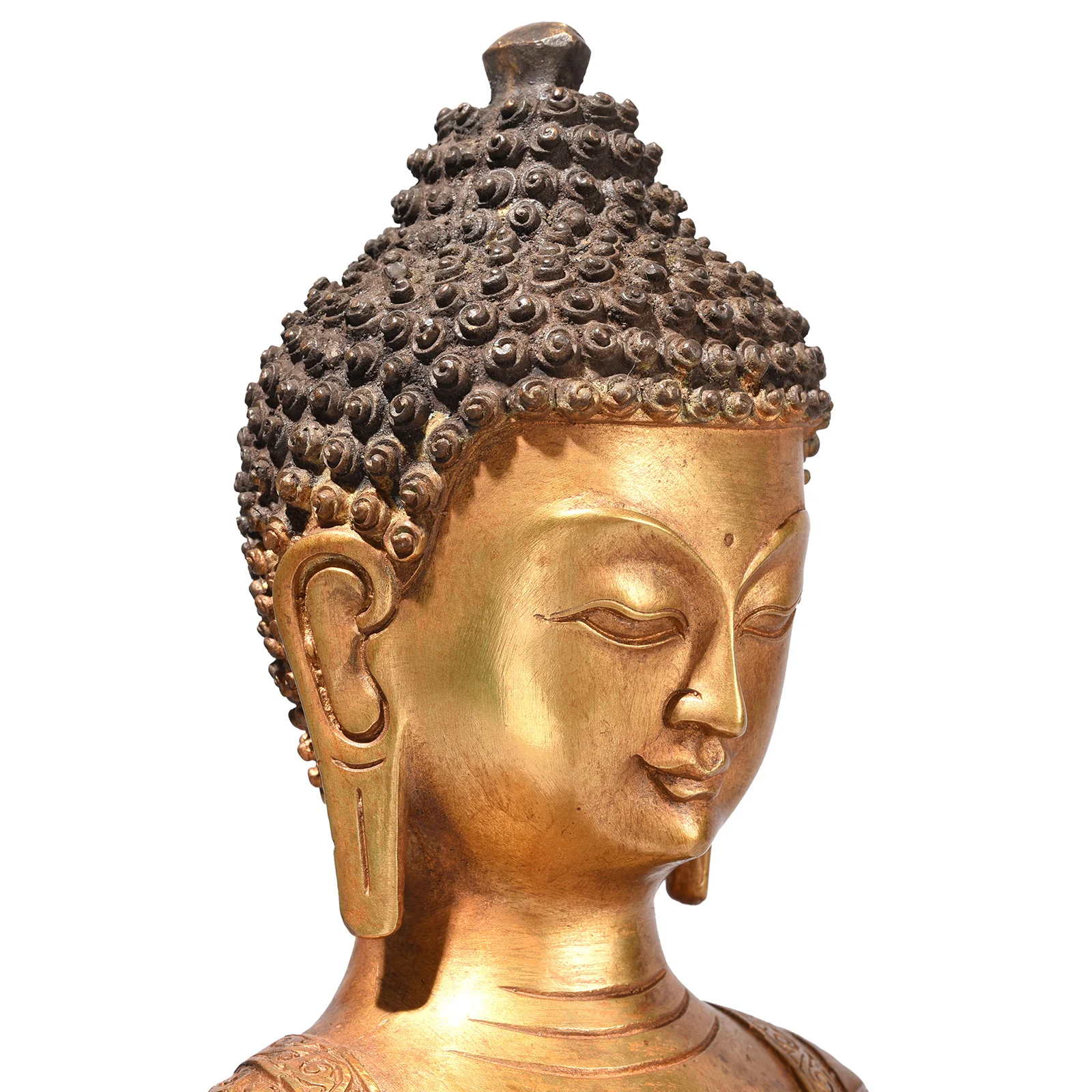 Gilt Brass Sitting Buddha Statue - Bhumisparsha Mudra - Image 4