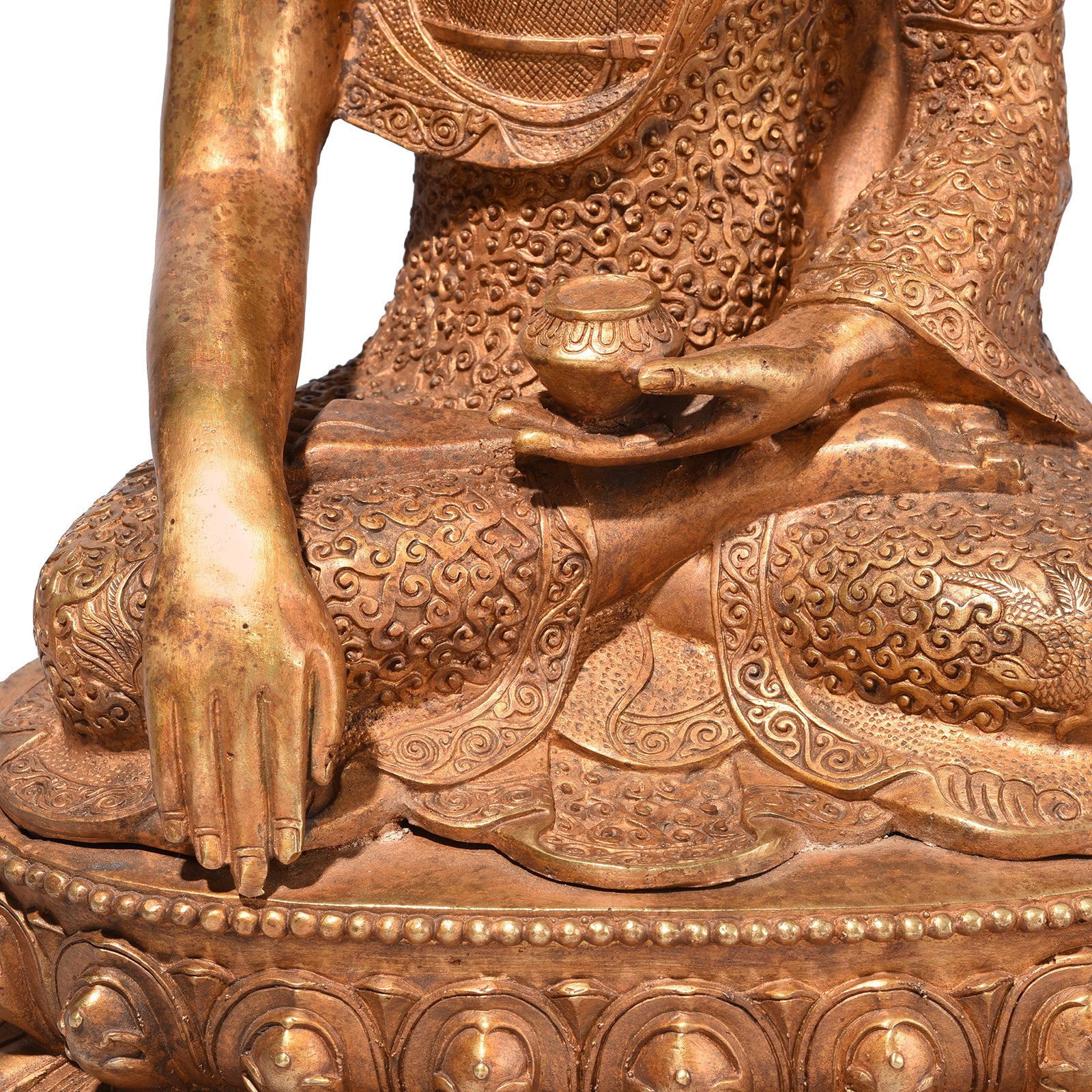 Gilt Brass Sitting Buddha Statue - Bhumisparsha Mudra - Image 6