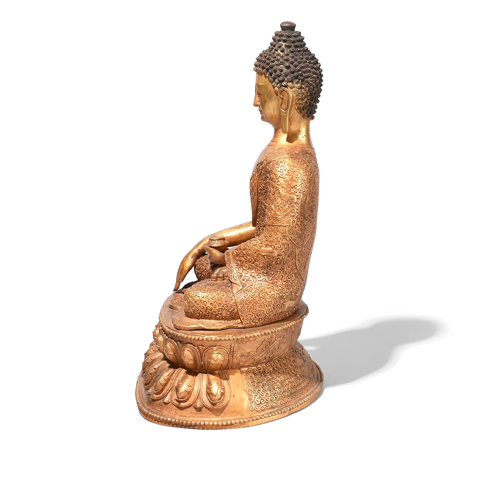 Gilt Brass Sitting Buddha Statue - Bhumisparsha Mudra - Image 7