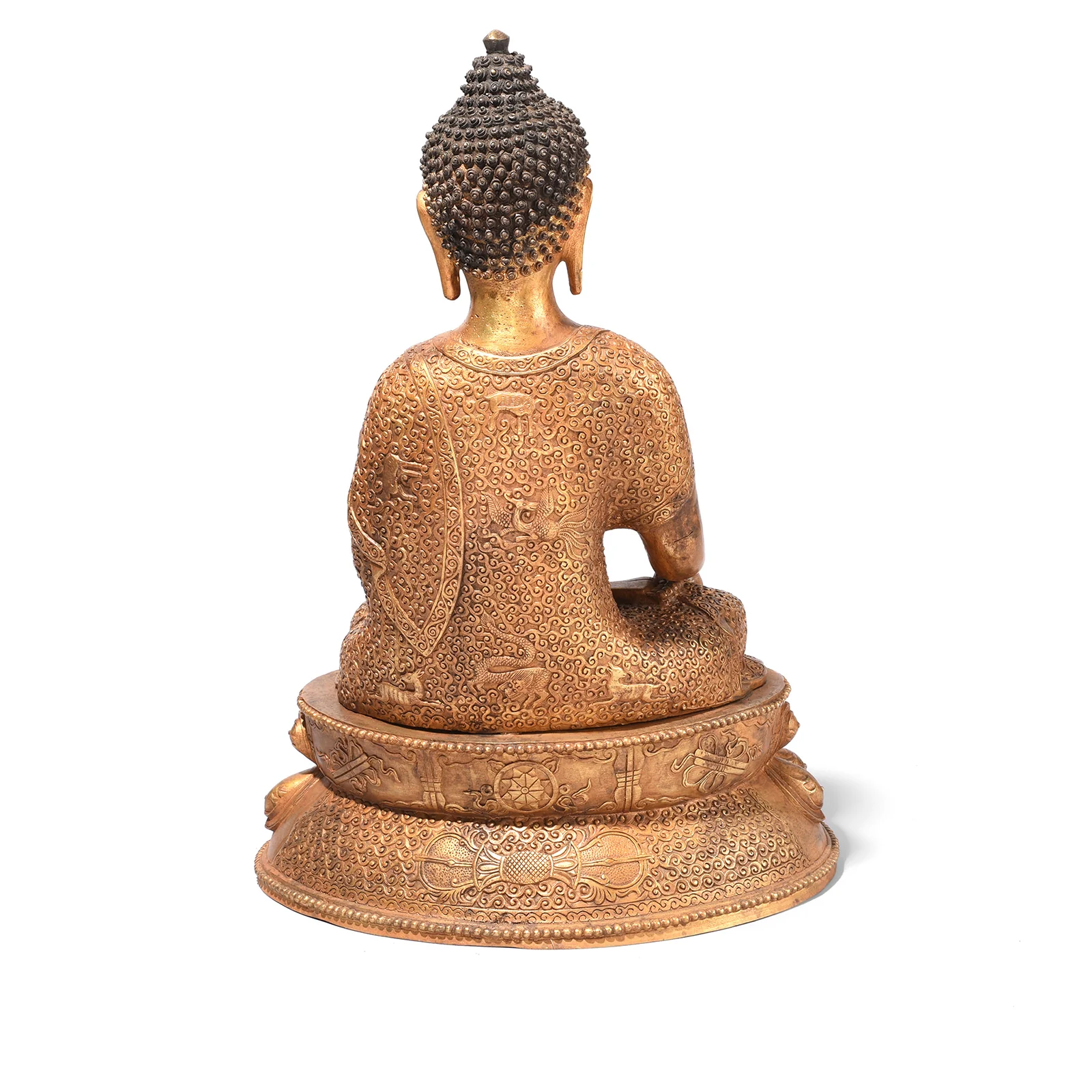 Gilt Brass Sitting Buddha Statue - Bhumisparsha Mudra - Image 8