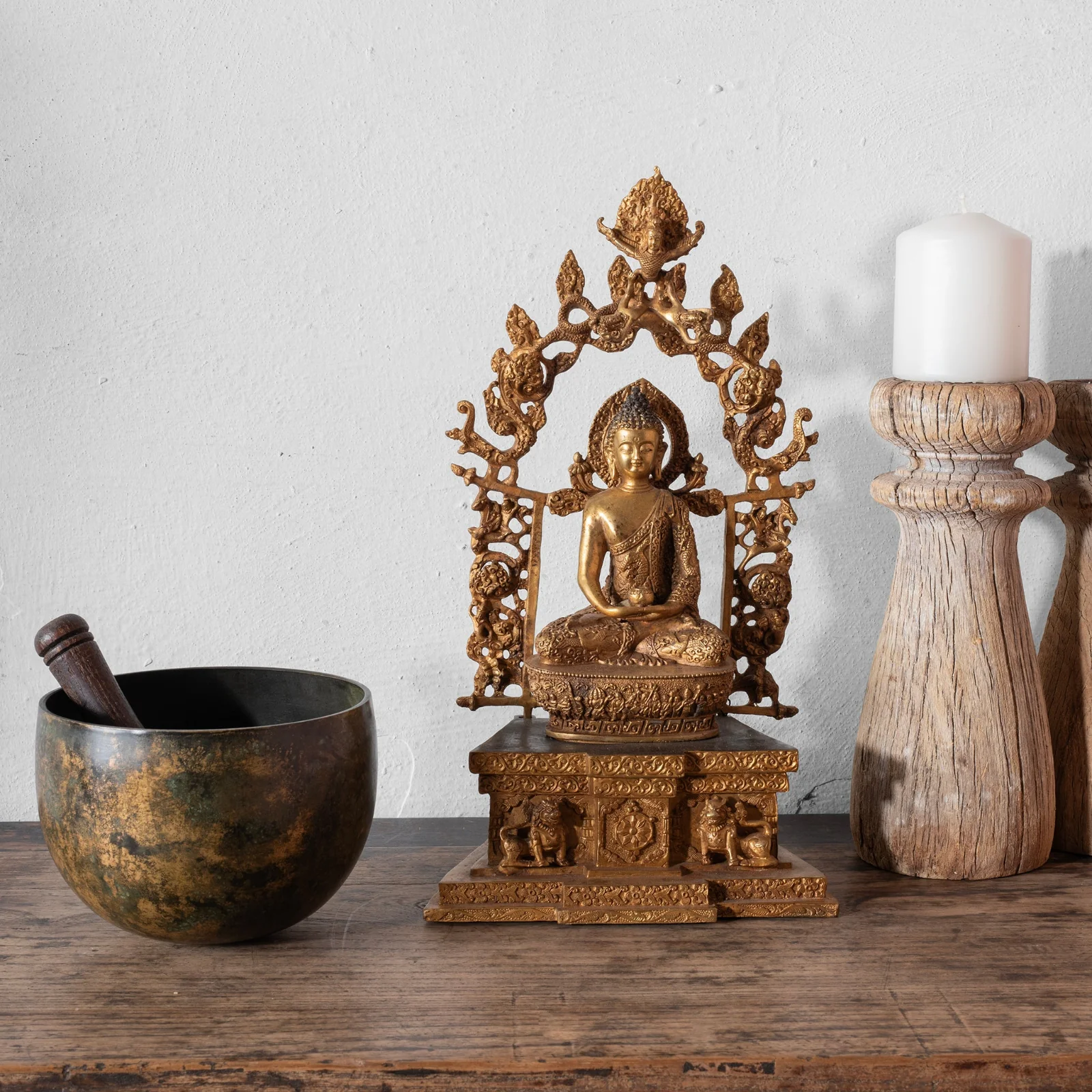 Gilt Bronze Nepalese Buddha Statue - Bhumisparsha Mudra