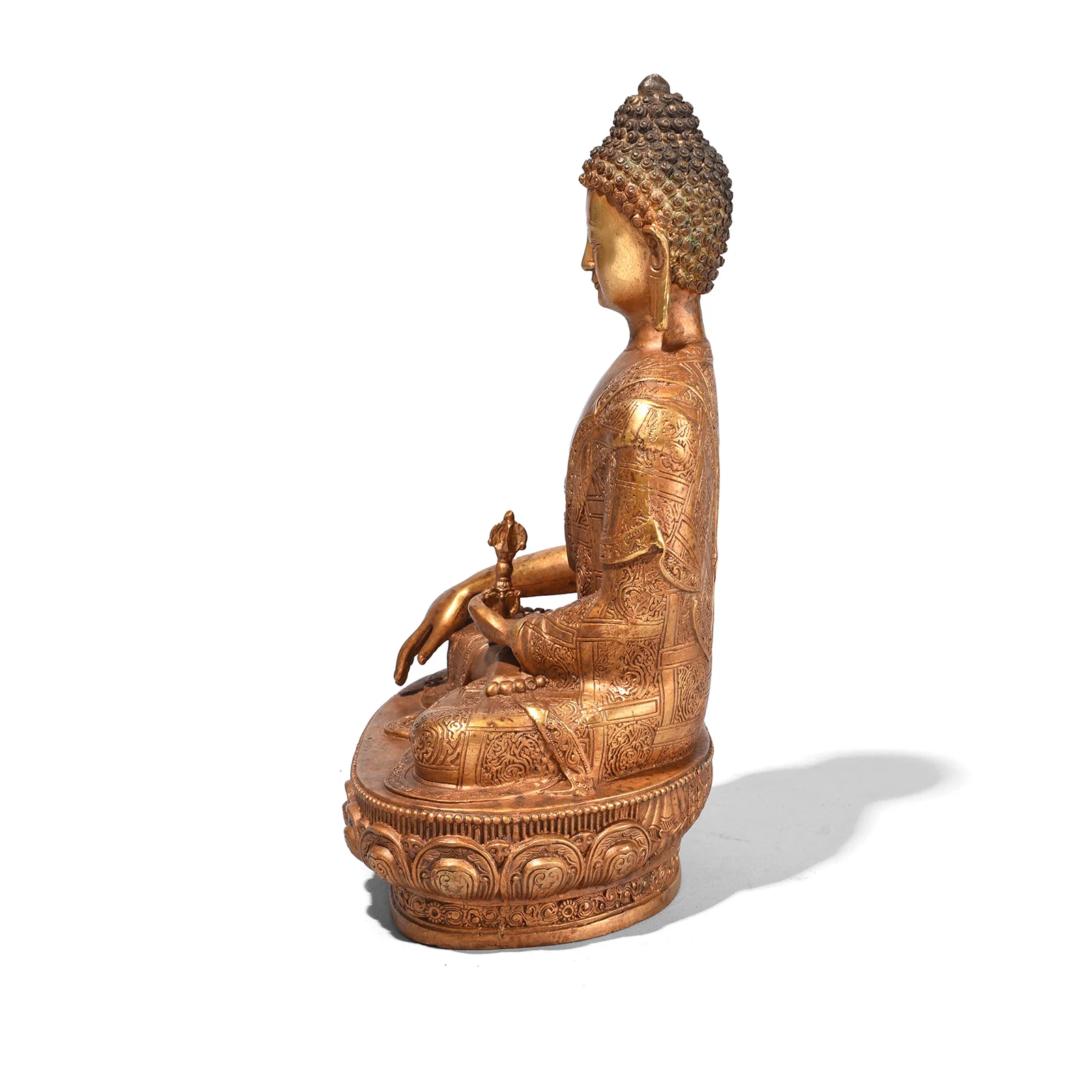 Gilt Brass Sitting Buddha Statue - Bhumisparsha Mudra - Image 5