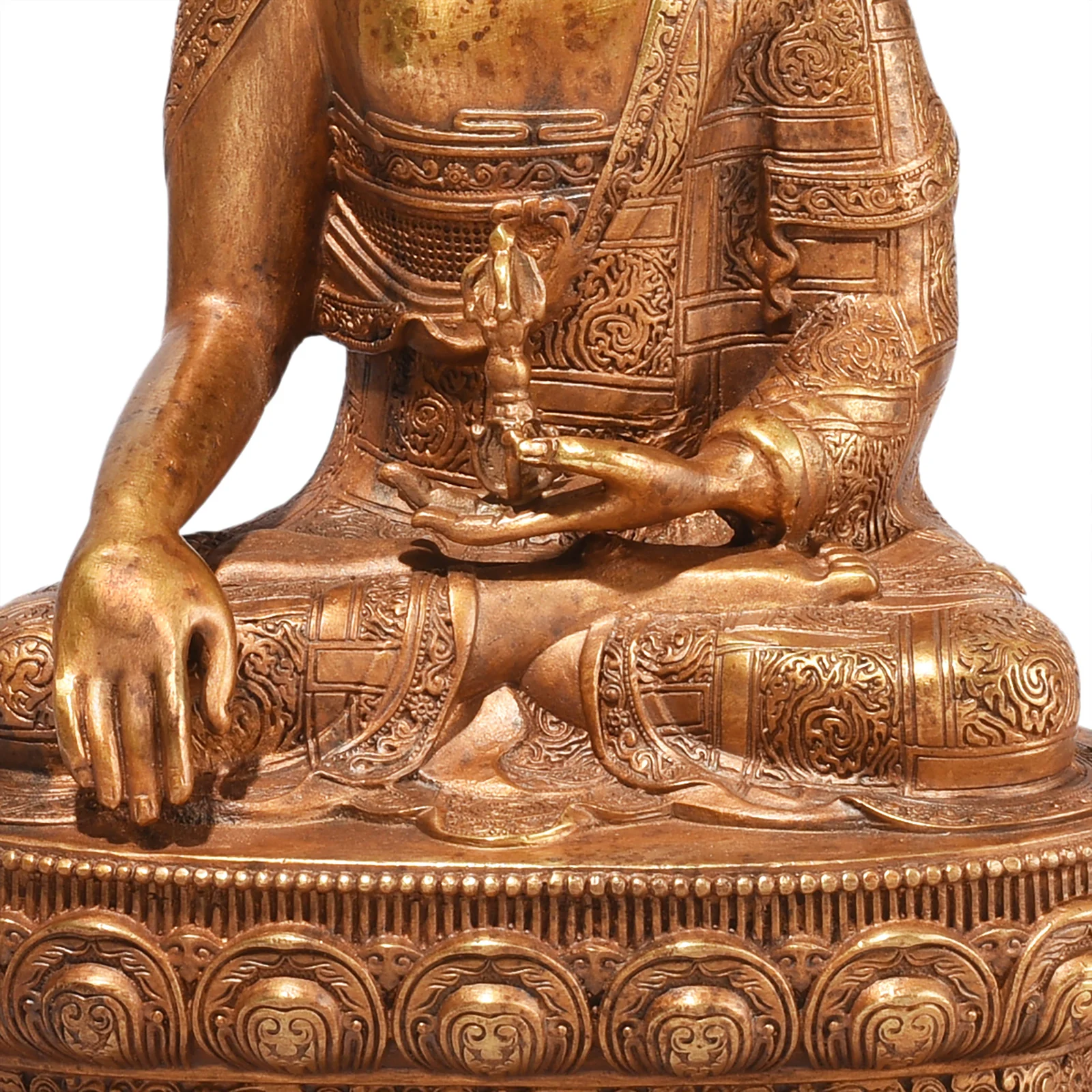 Gilt Brass Sitting Buddha Statue - Bhumisparsha Mudra - Image 6