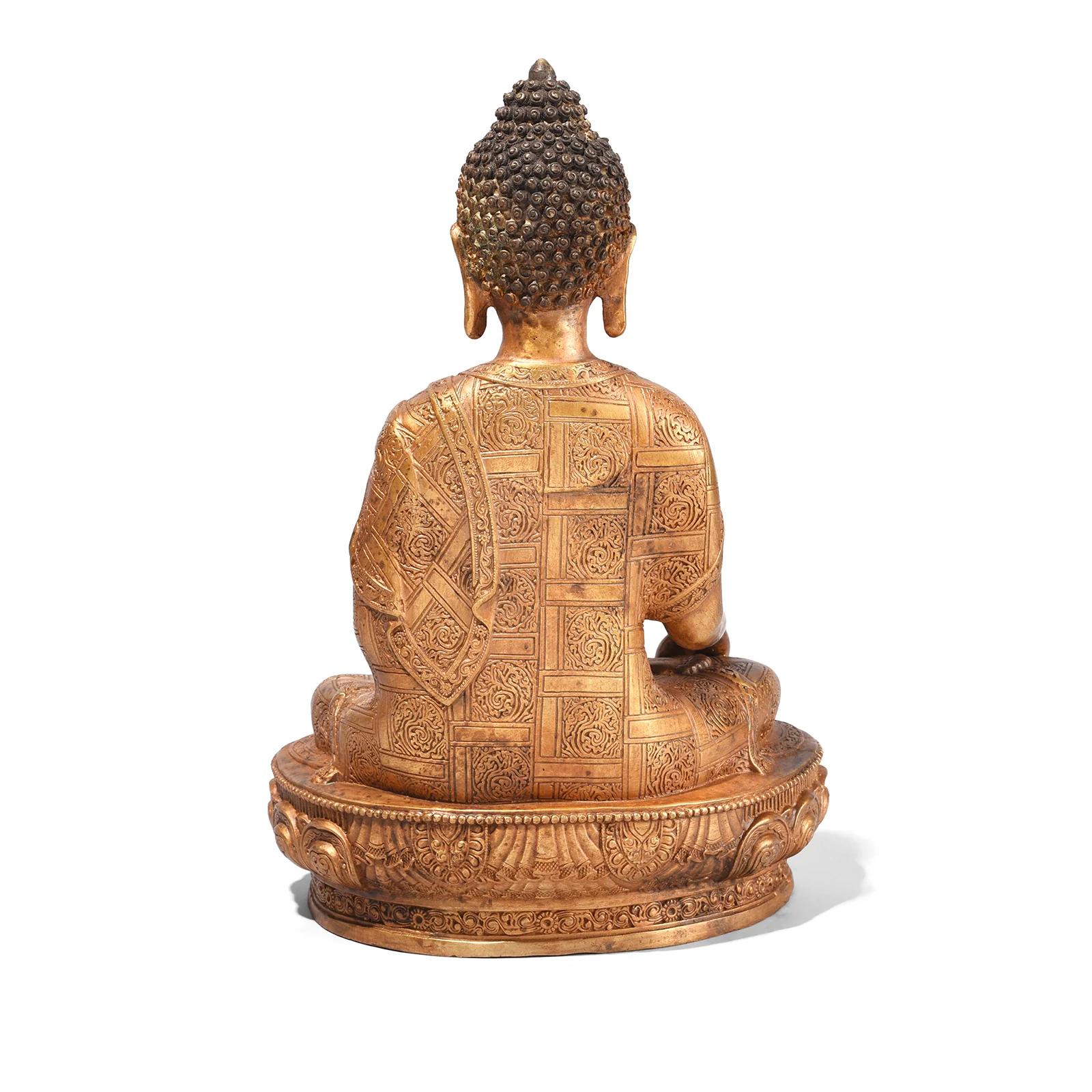 Gilt Brass Sitting Buddha Statue - Bhumisparsha Mudra - Image 8