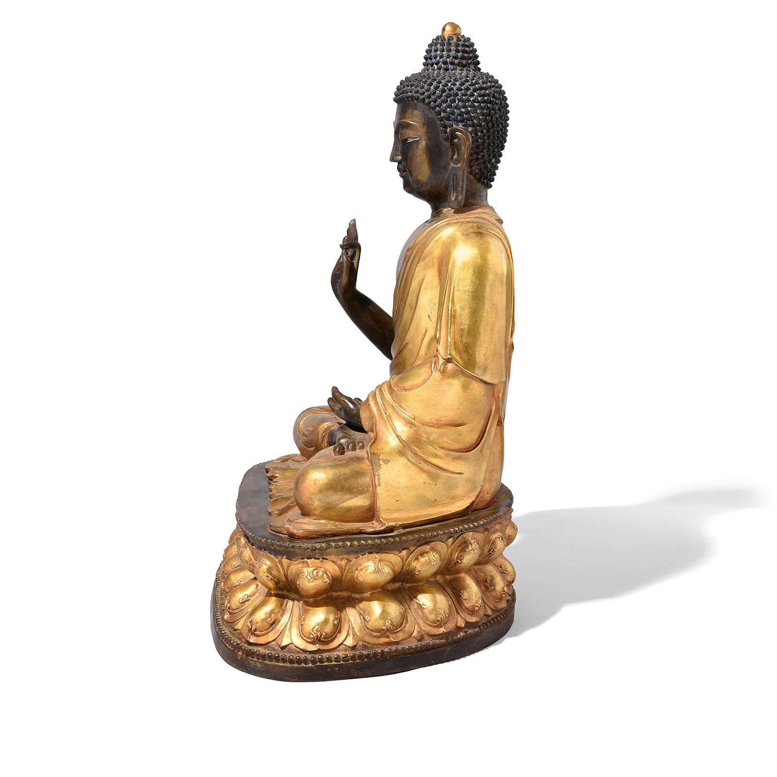 Gilt Brass Sitting Buddha - Vitarka Mudra - Image 5