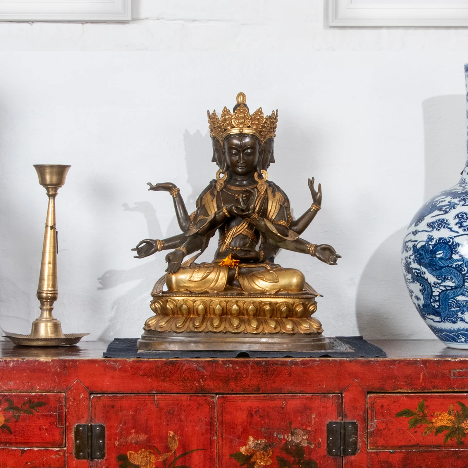 Gilt Brass Statue Of Usnisavijaya - Buddha Of Longevity - Image 2