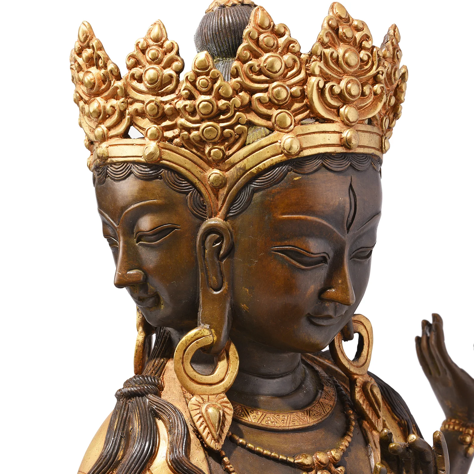 Gilt Brass Statue Of Usnisavijaya - Buddha Of Longevity - Image 3
