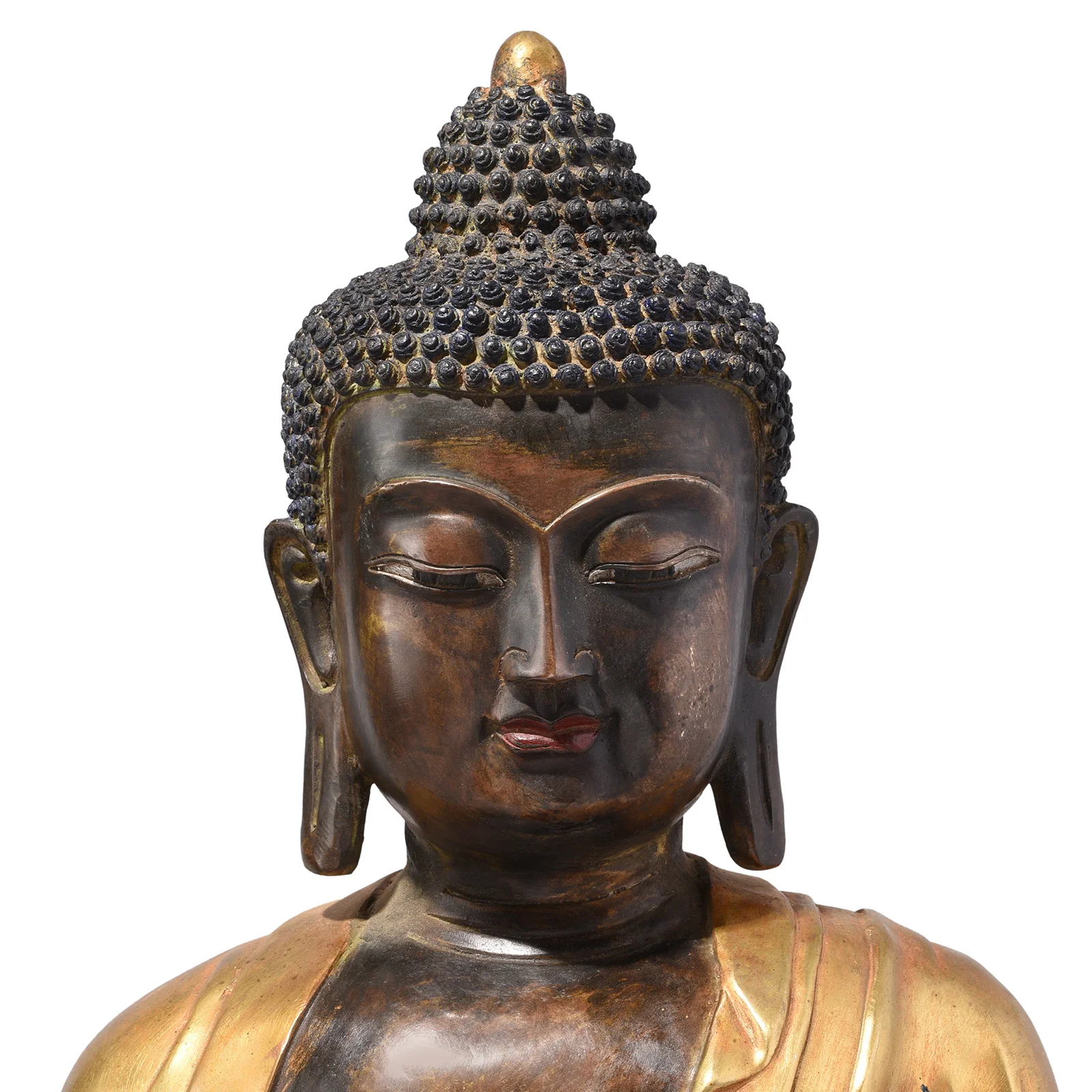 Gilt Bronze Sitting Buddha Statue - Dhyana Mudra - Image 2