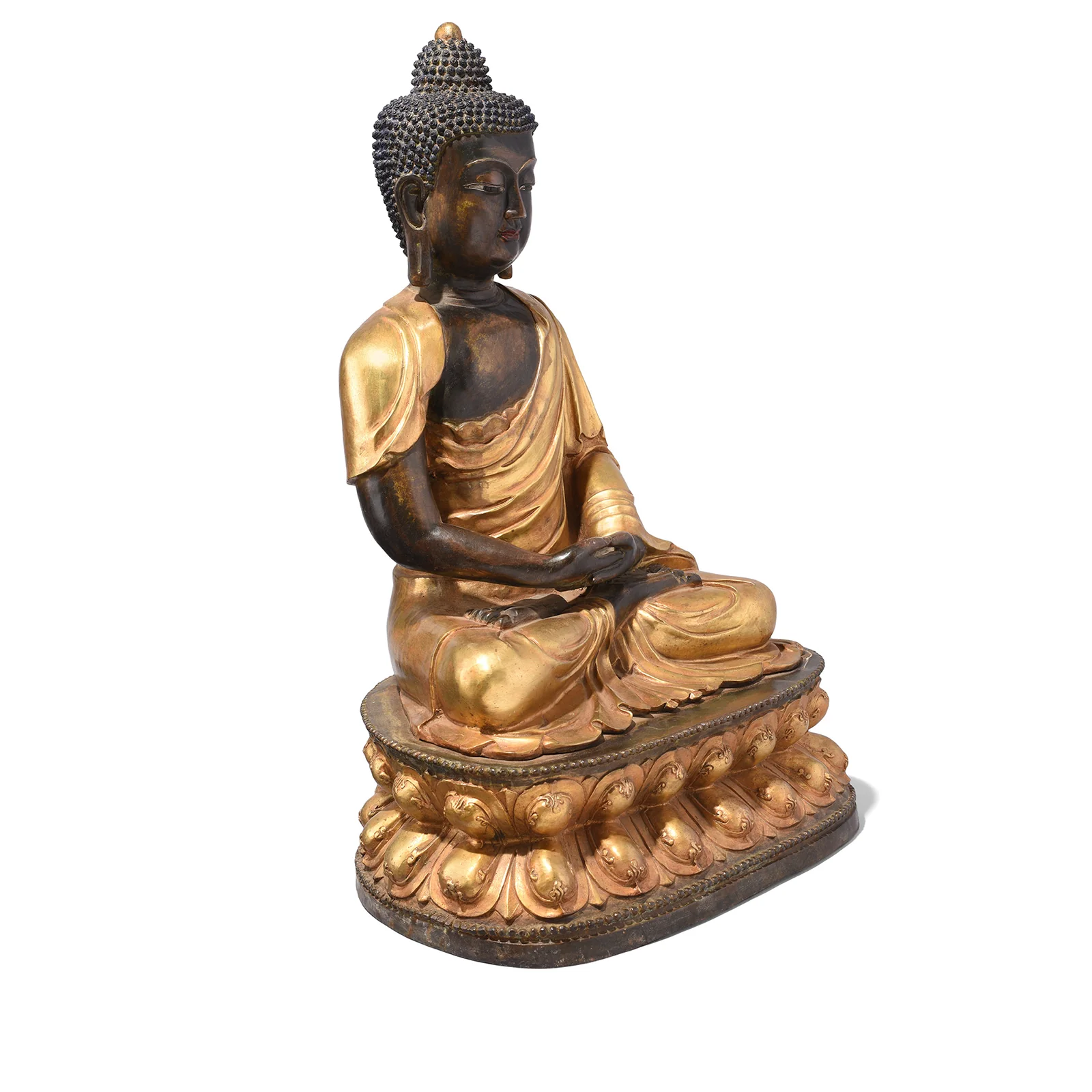 Gilt Bronze Sitting Buddha Statue - Dhyana Mudra - Image 3