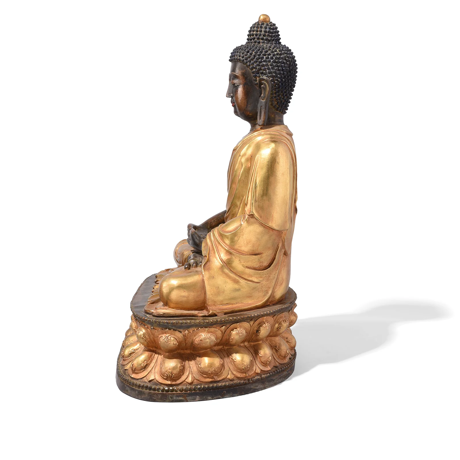Gilt Bronze Sitting Buddha Statue - Dhyana Mudra - Image 5
