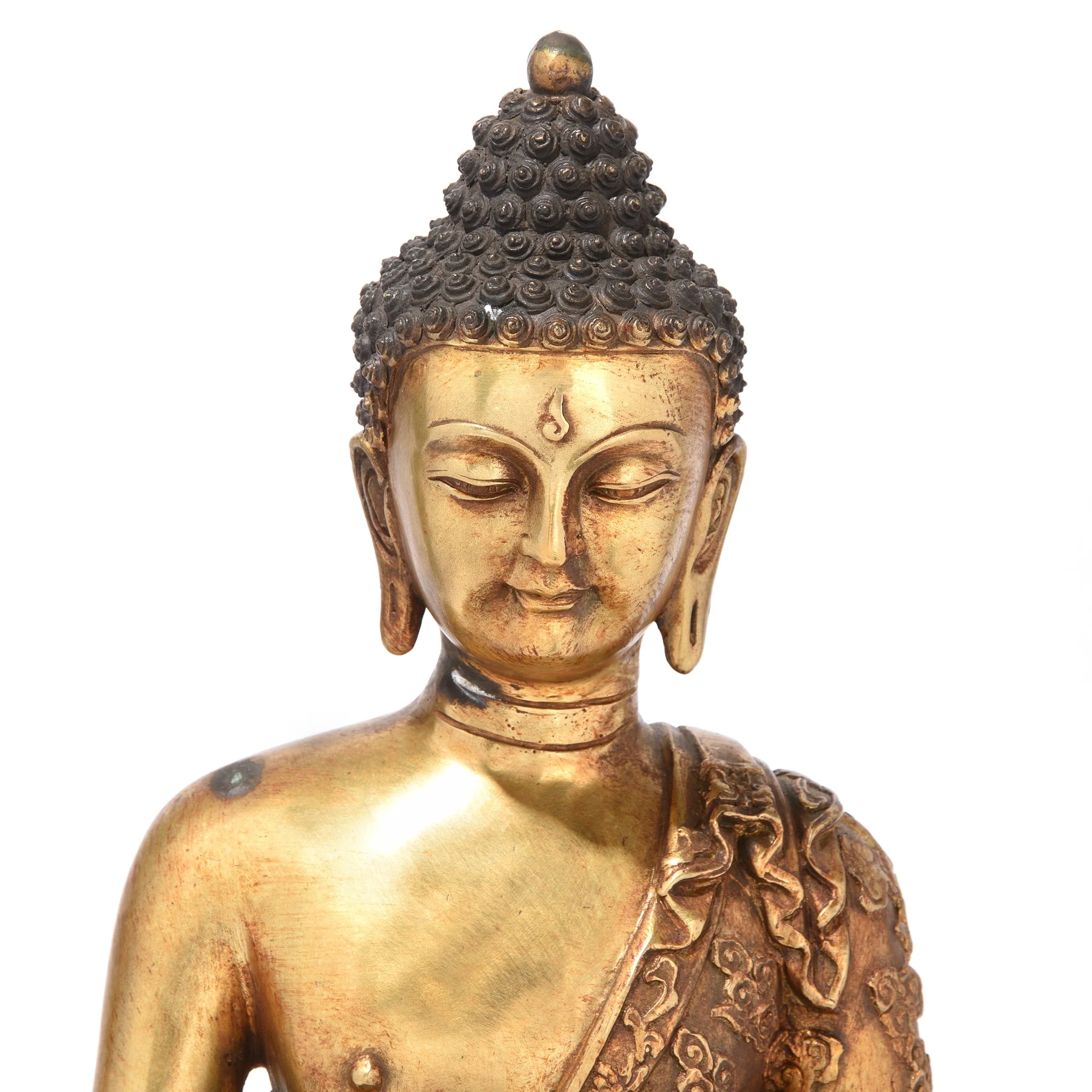 Gilt Bronze Sitting Buddha Statue - Varada Mudra Pose - Image 3