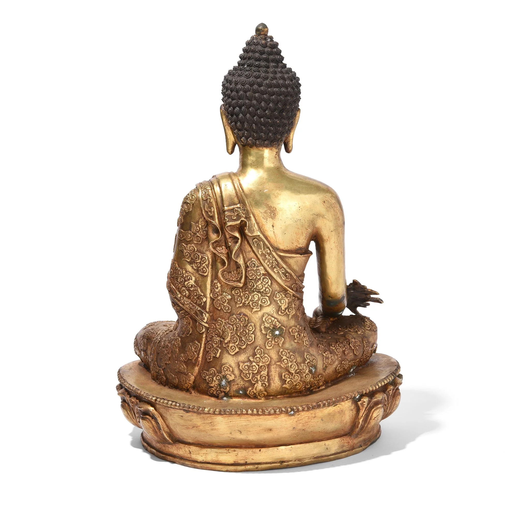 Gilt Bronze Sitting Buddha Statue - Varada Mudra Pose - Image 5