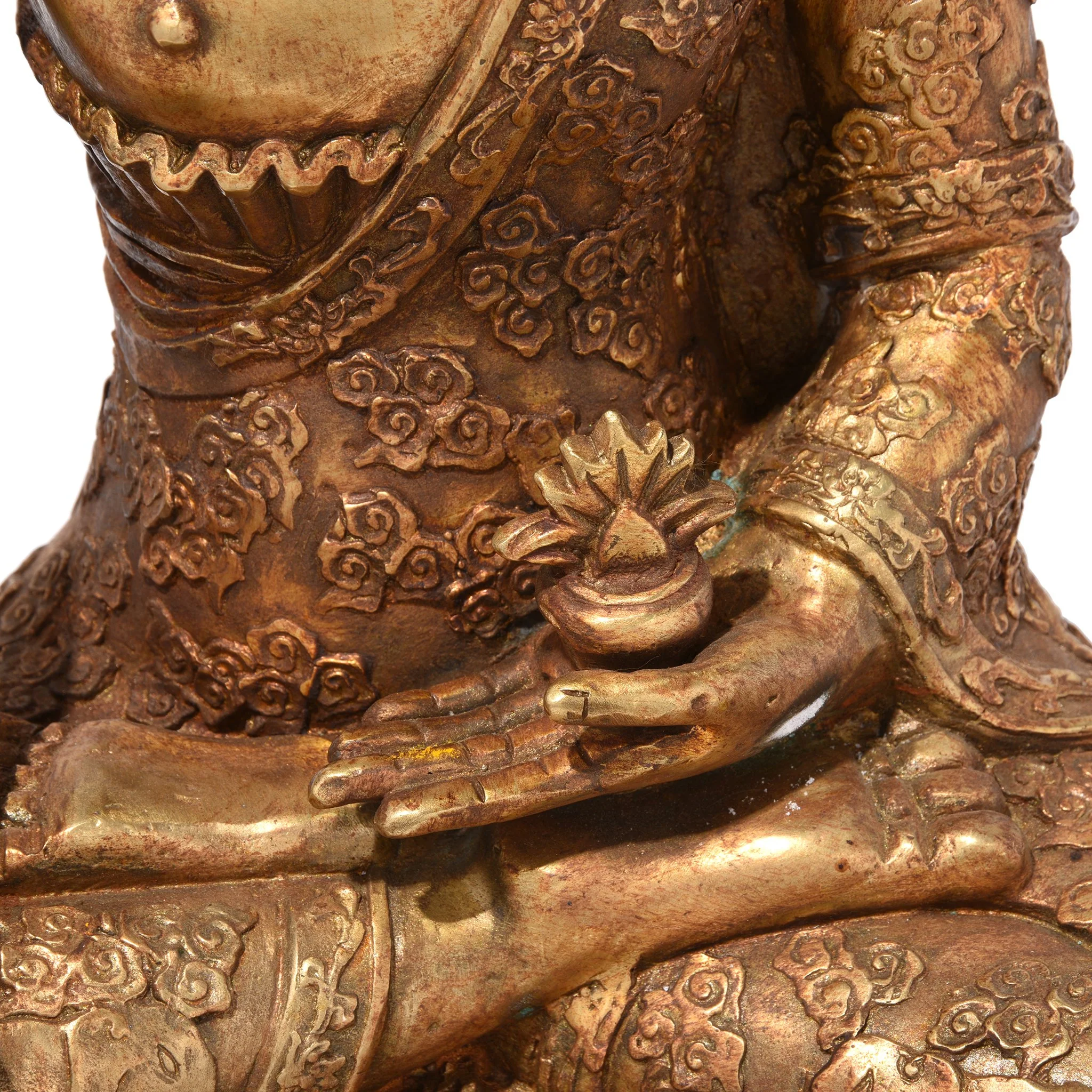 Gilt Bronze Sitting Buddha Statue - Varada Mudra Pose - Image 7