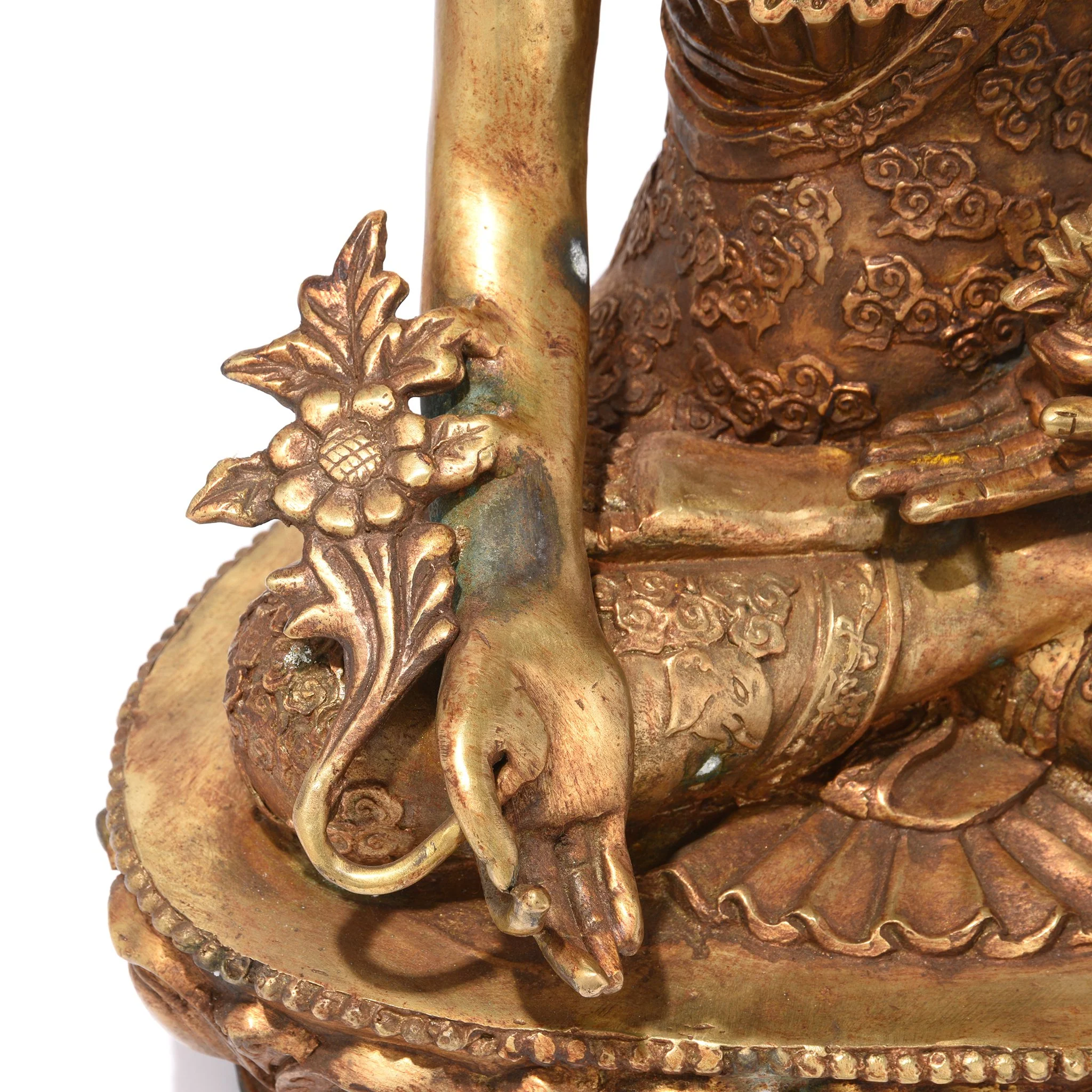 Gilt Bronze Sitting Buddha Statue - Varada Mudra Pose - Image 8