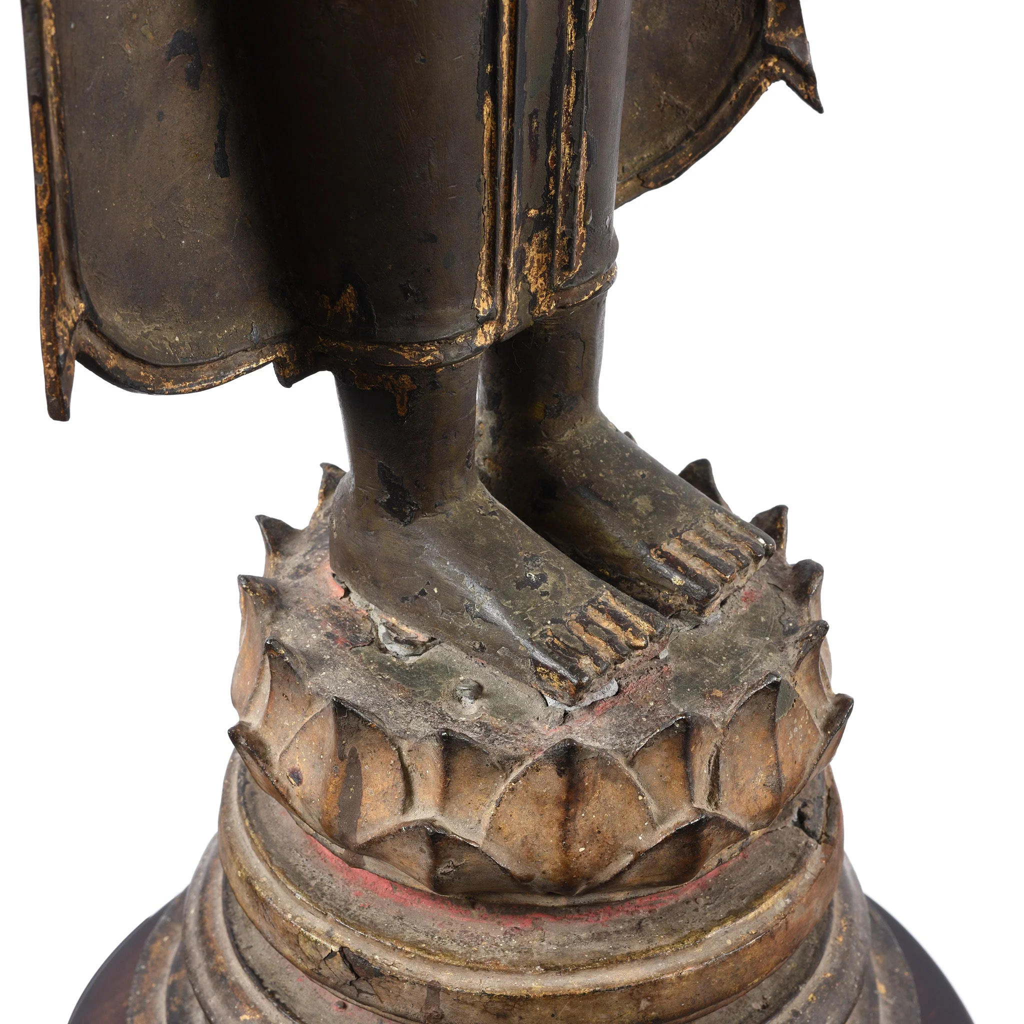 Large Gilt Bronze Thai Standing Ayutthaya Buddha - 18th Century - Image 12