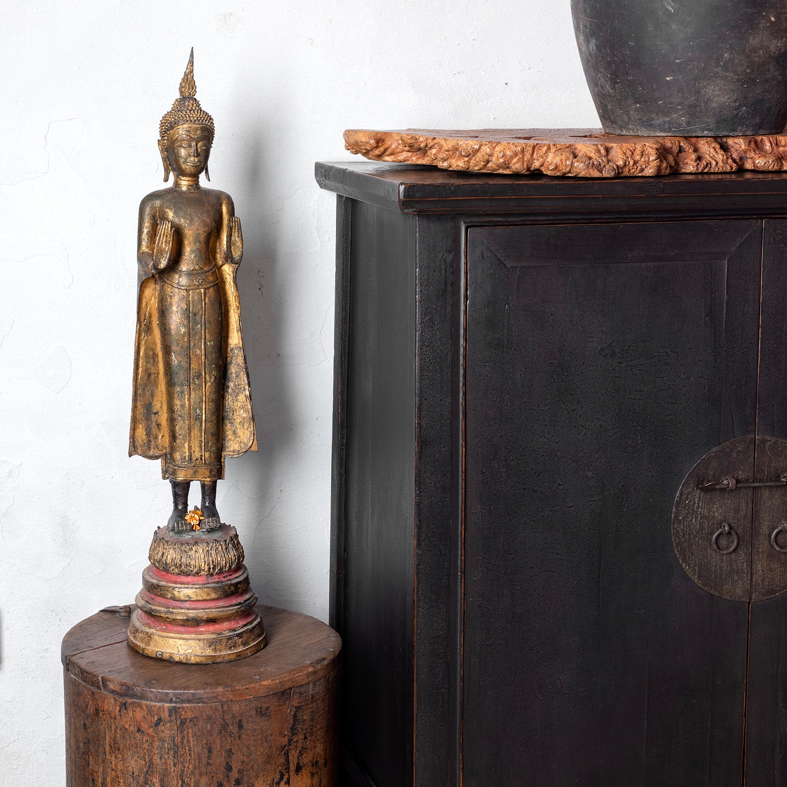 Gilt Bronze Thai Standing Buddha - Early Rattanakosin