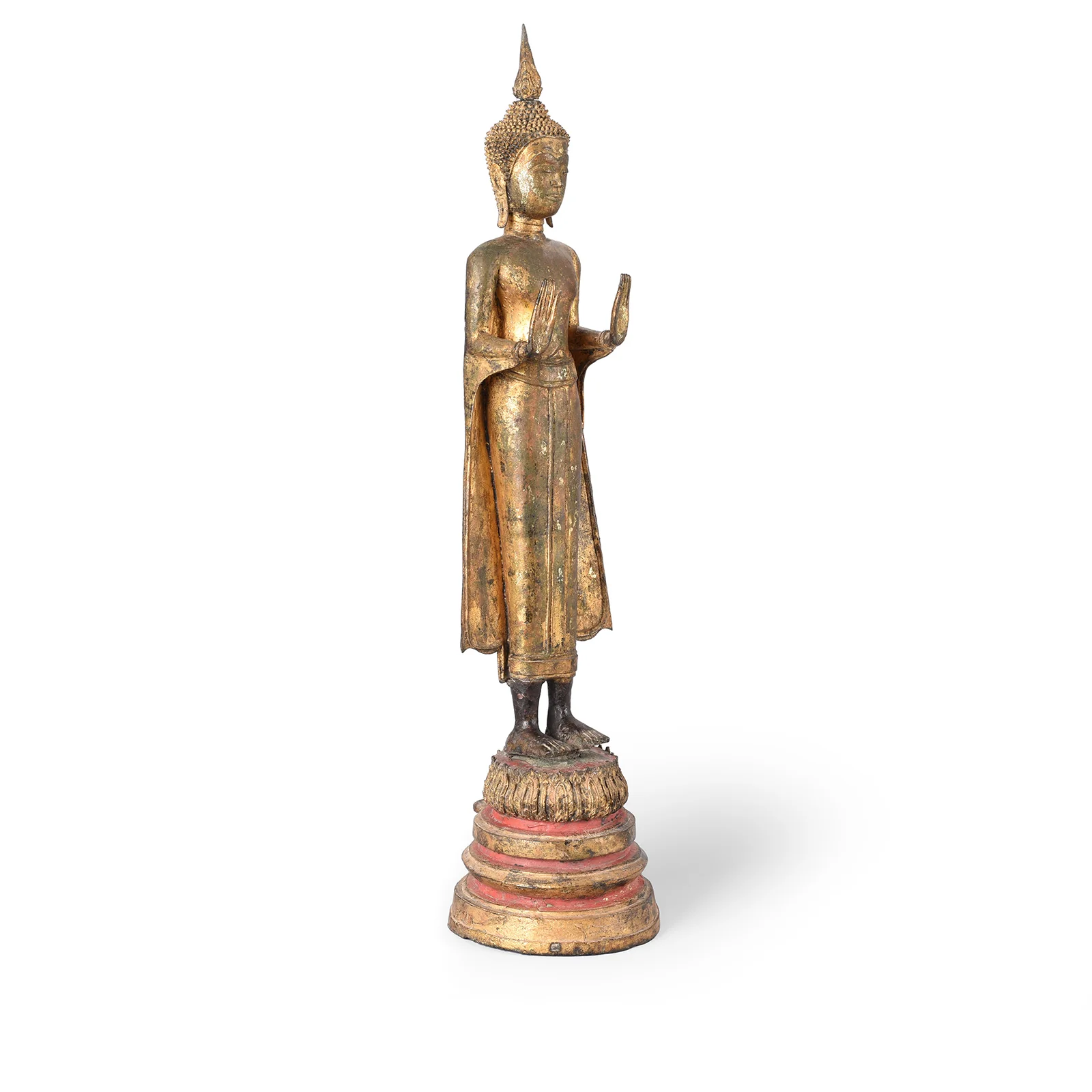 Gilt Bronze Thai Standing Buddha - Early Rattanakosin - Image 4