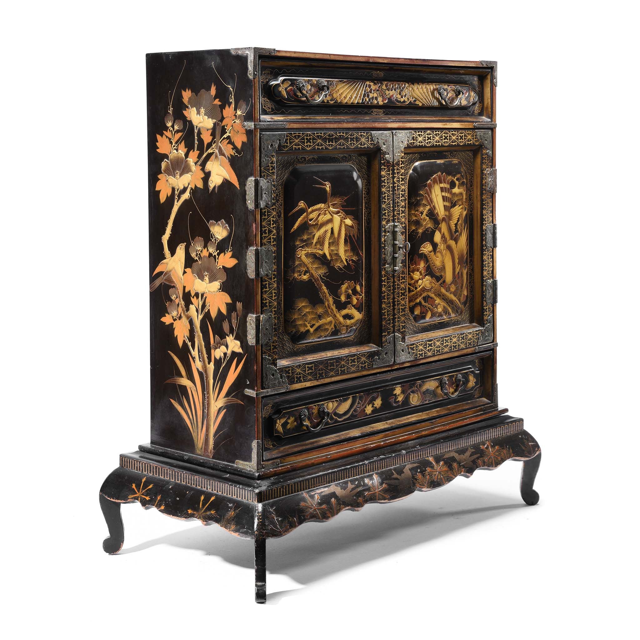 Gilt Japanese Black Lacquer Kodansu Jewellery Cabinet - Meiji Period - Image 3