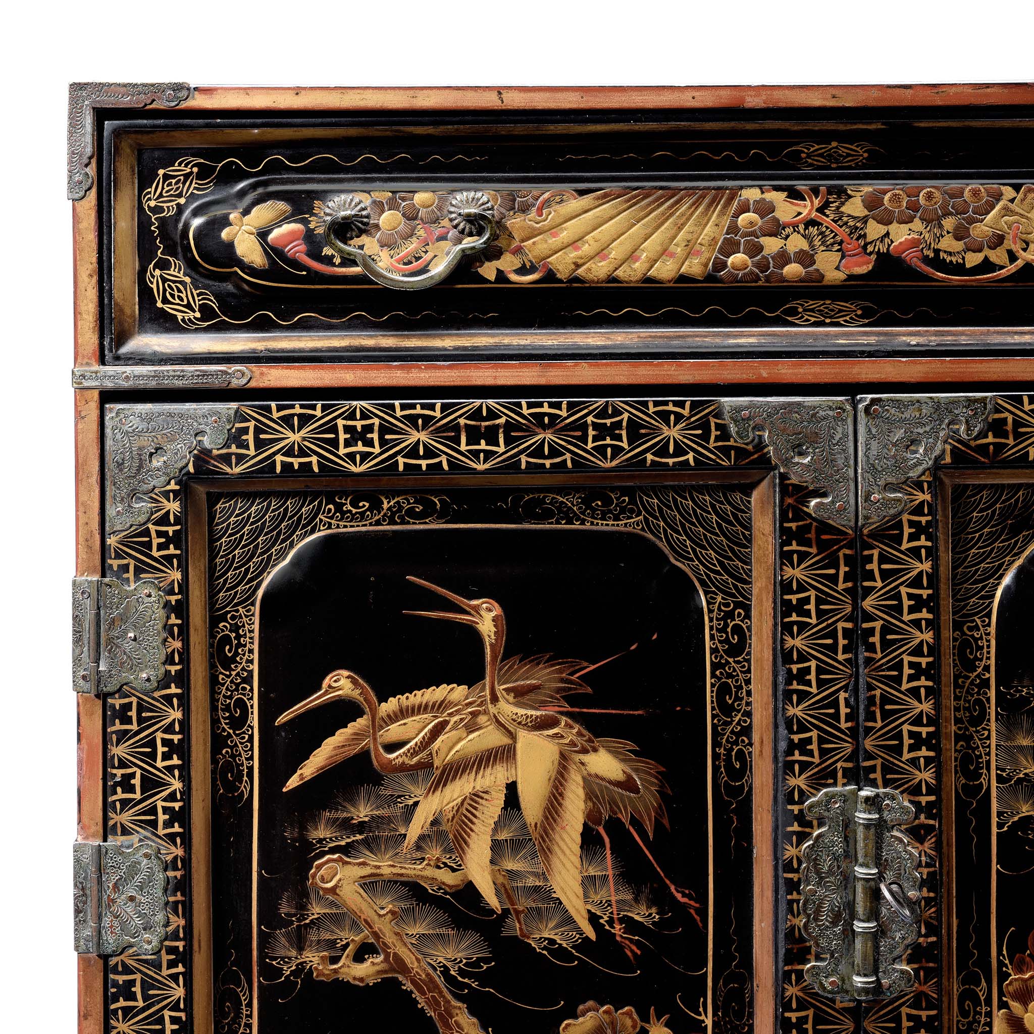 Gilt Japanese Black Lacquer Kodansu Jewellery Cabinet - Meiji Period - Image 9