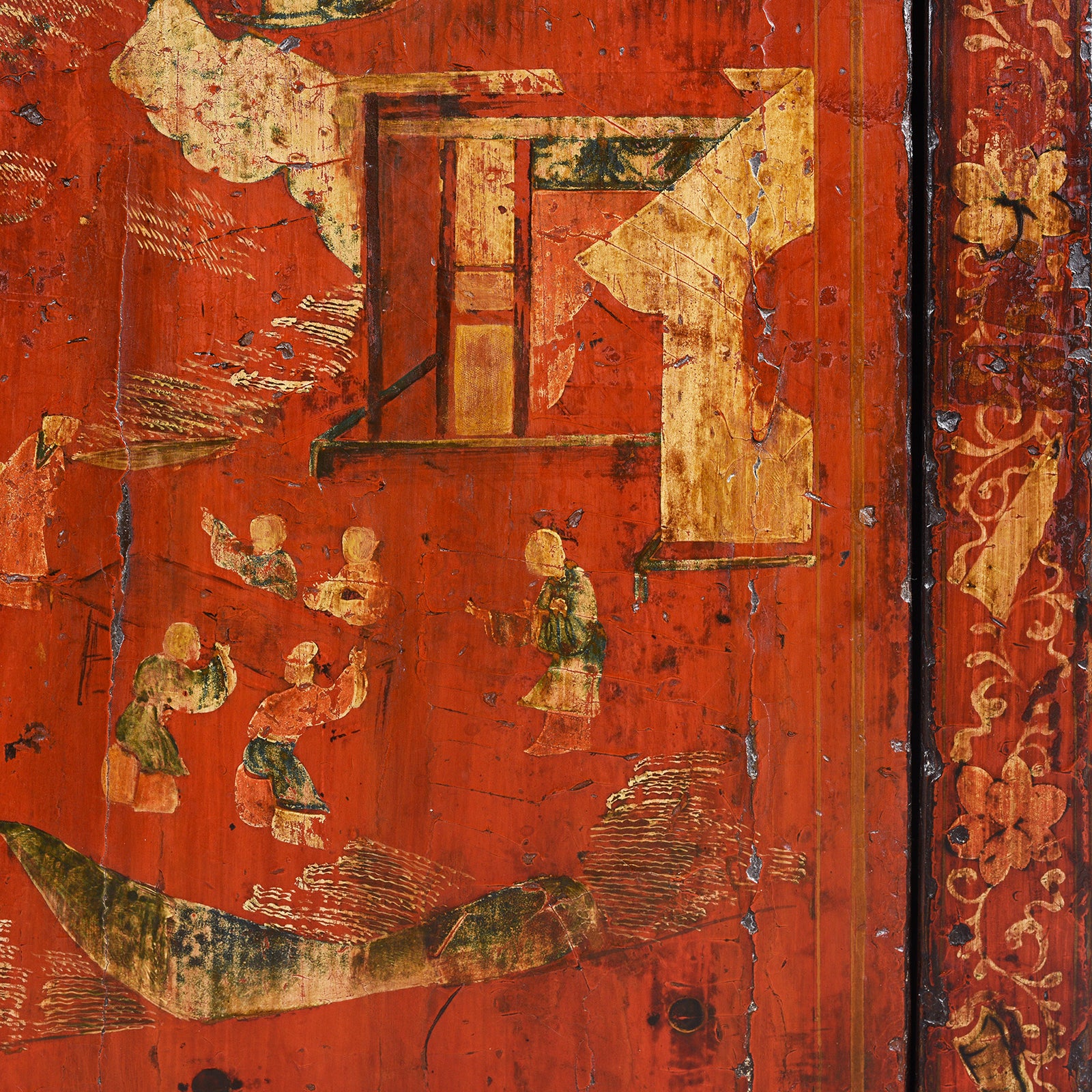 Red Lacquer Book Cabinet From Shanxi - 19th Century - Image 7