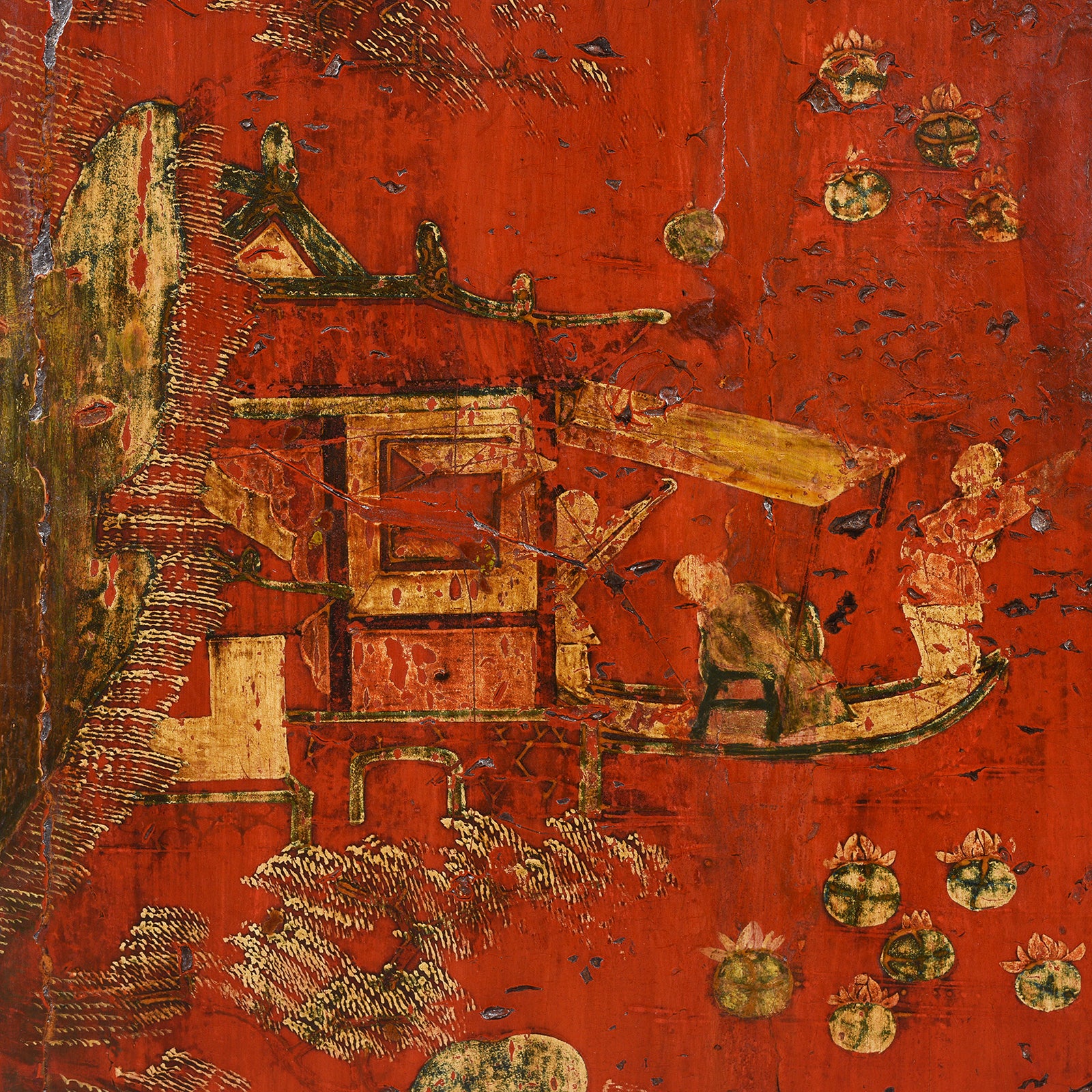 Red Lacquer Book Cabinet From Shanxi - 19th Century - Image 9