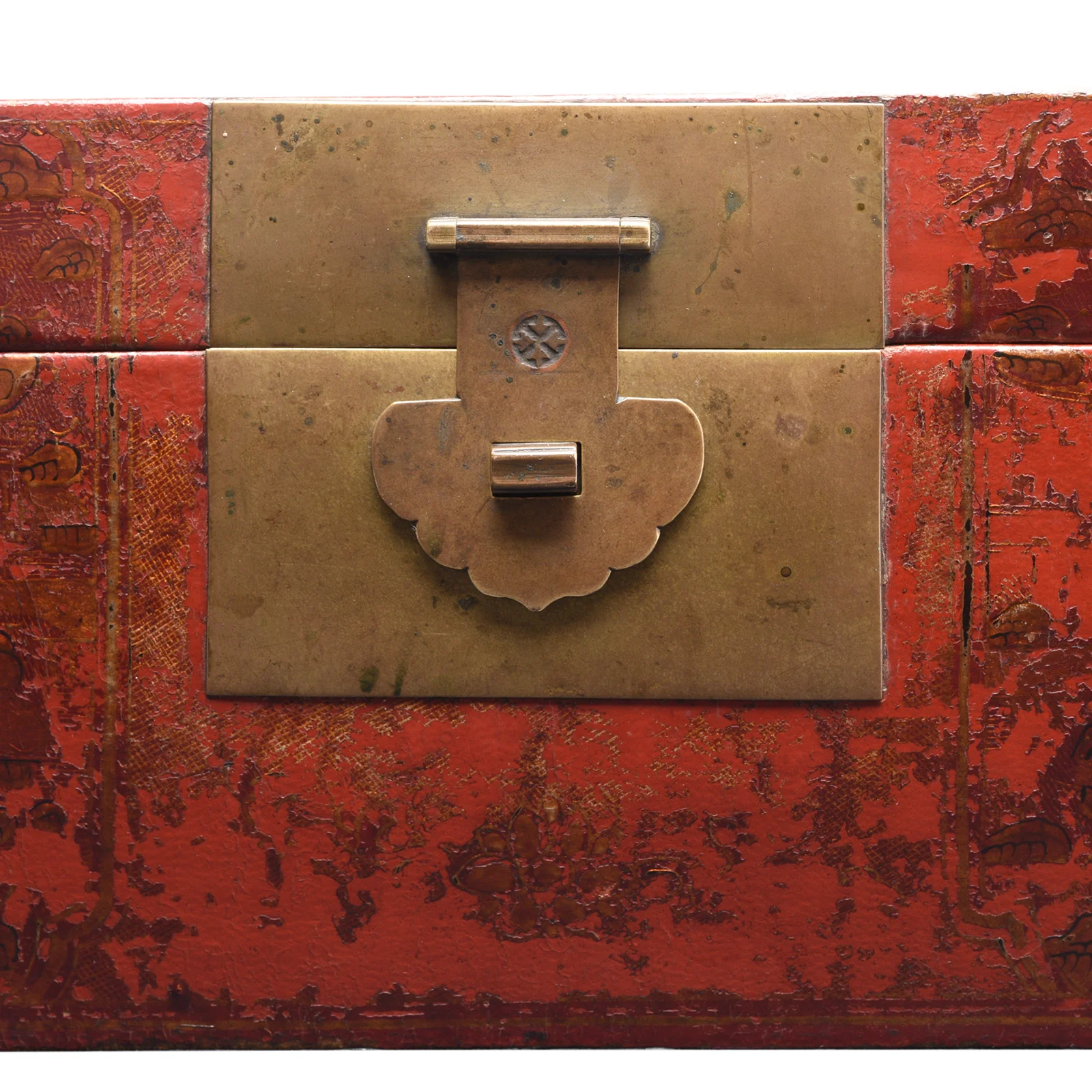 Gilt Red Lacquer Leather & Wood Document Box - Late 19thC - Image 4