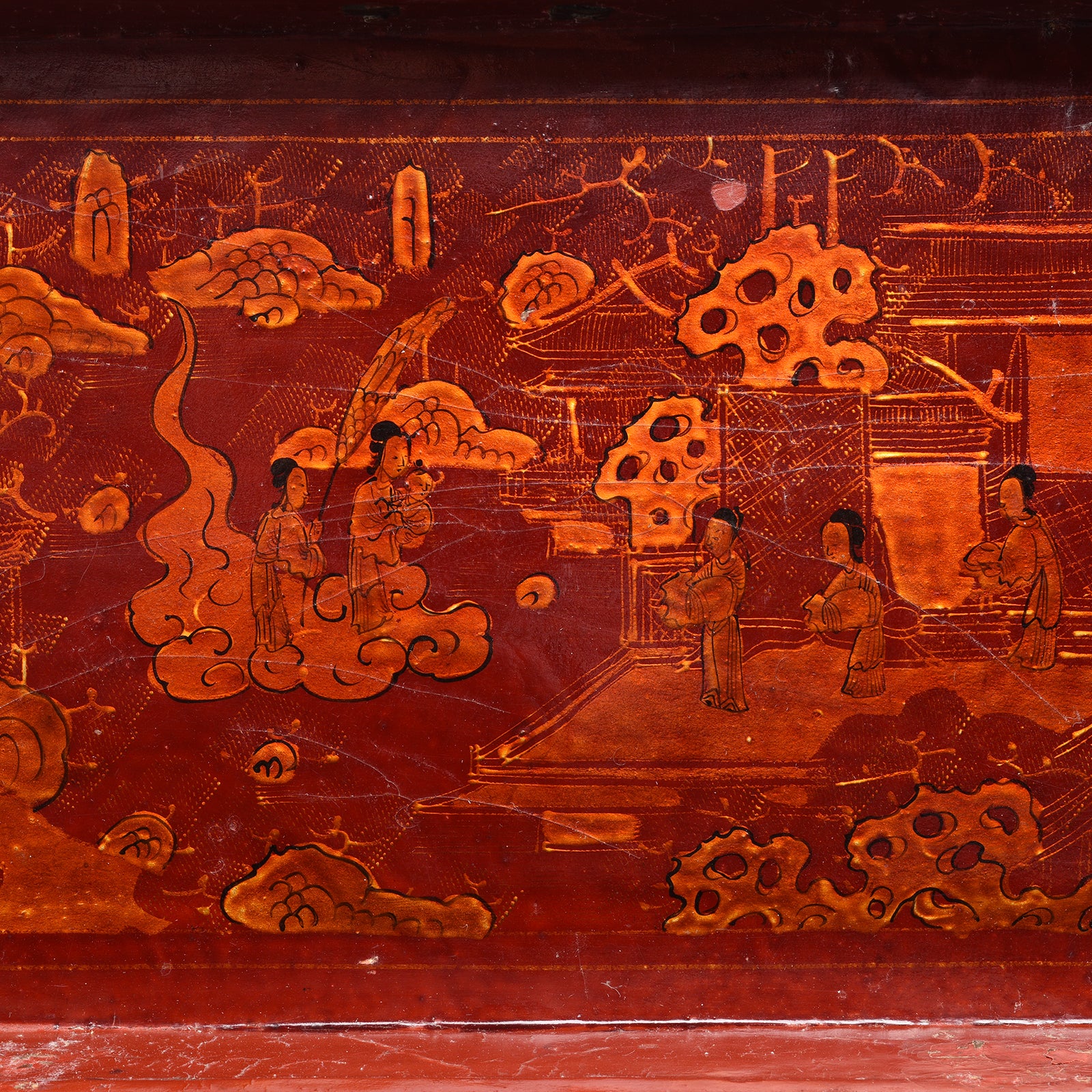 Gilt Red Lacquer Leather & Wood Document Box - Late 19thC - Image 5