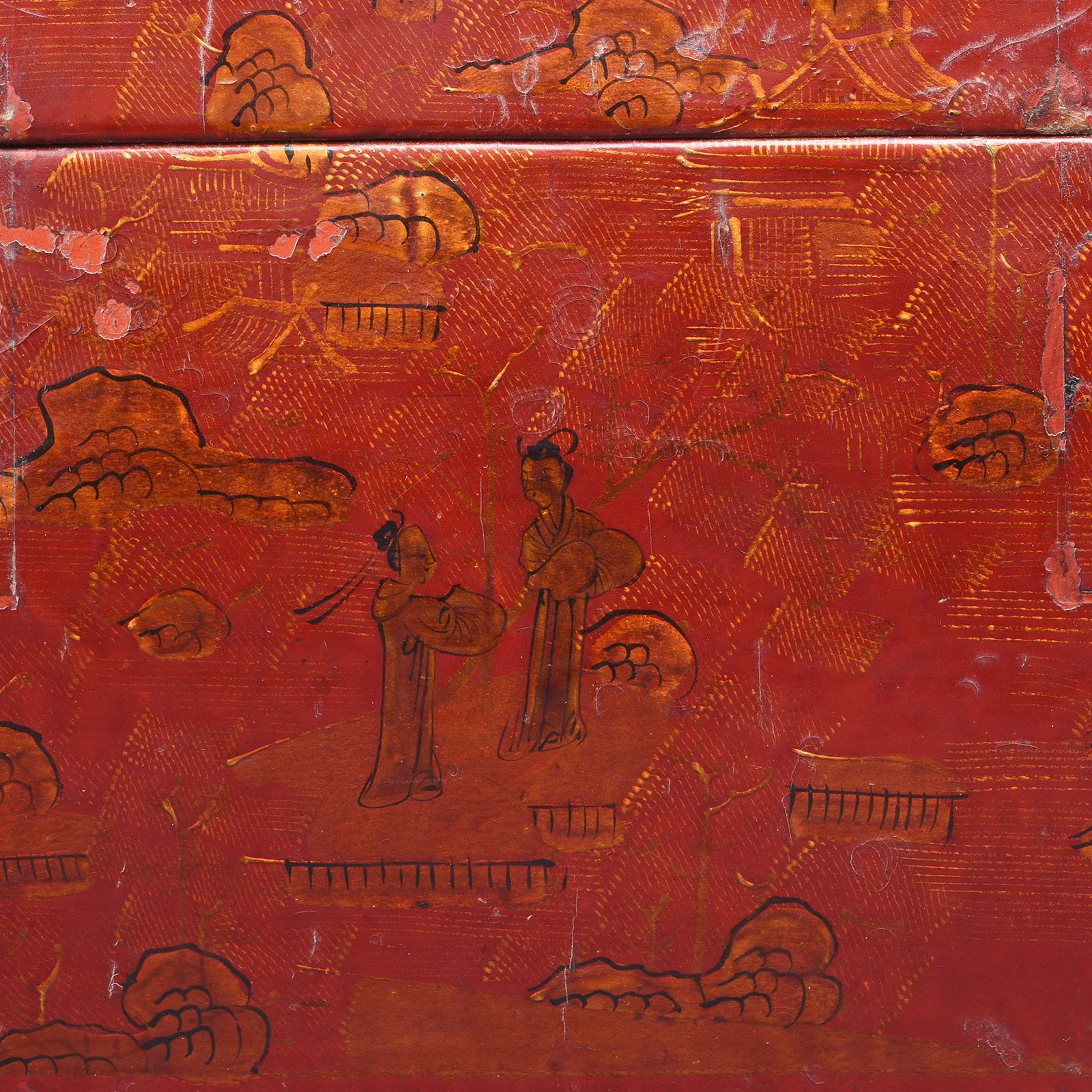 Gilt Red Lacquer Leather & Wood Document Box - Late 19thC - Image 7