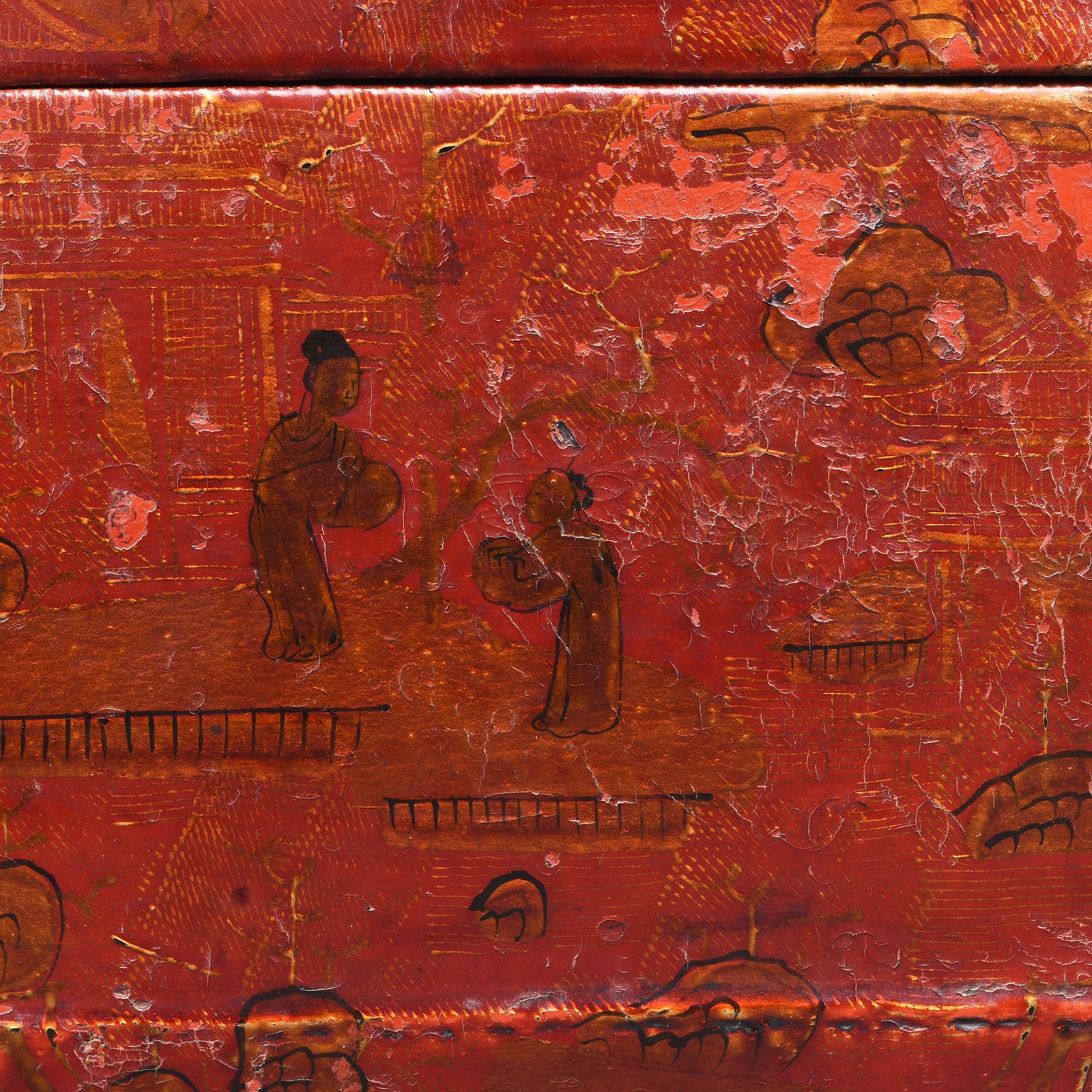 Gilt Red Lacquer Leather & Wood Document Box - Late 19thC - Image 8
