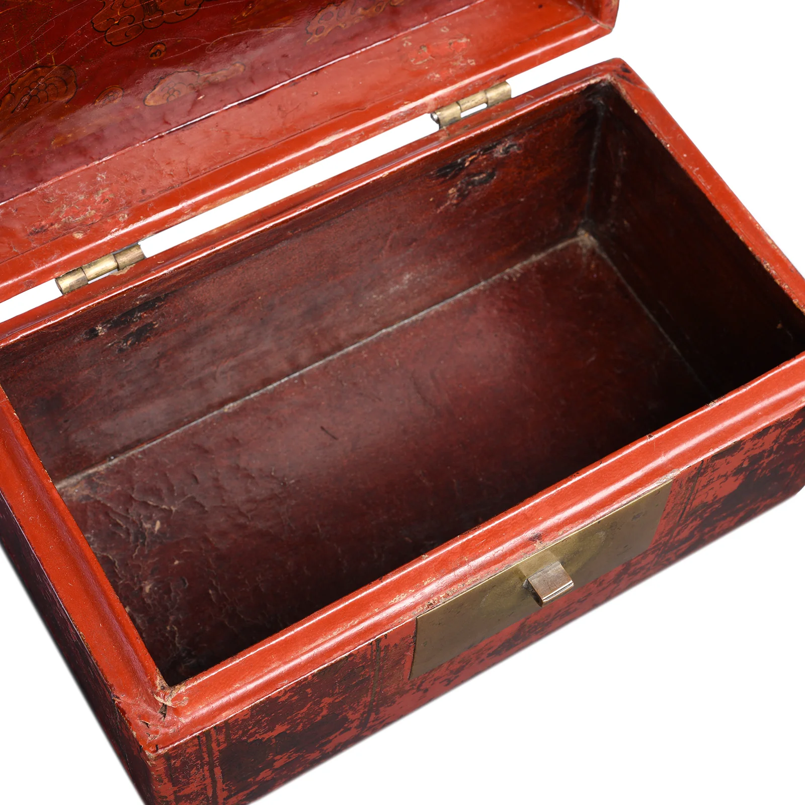 Gilt Red Lacquer Leather & Wood Document Box - Late 19thC - Image 9