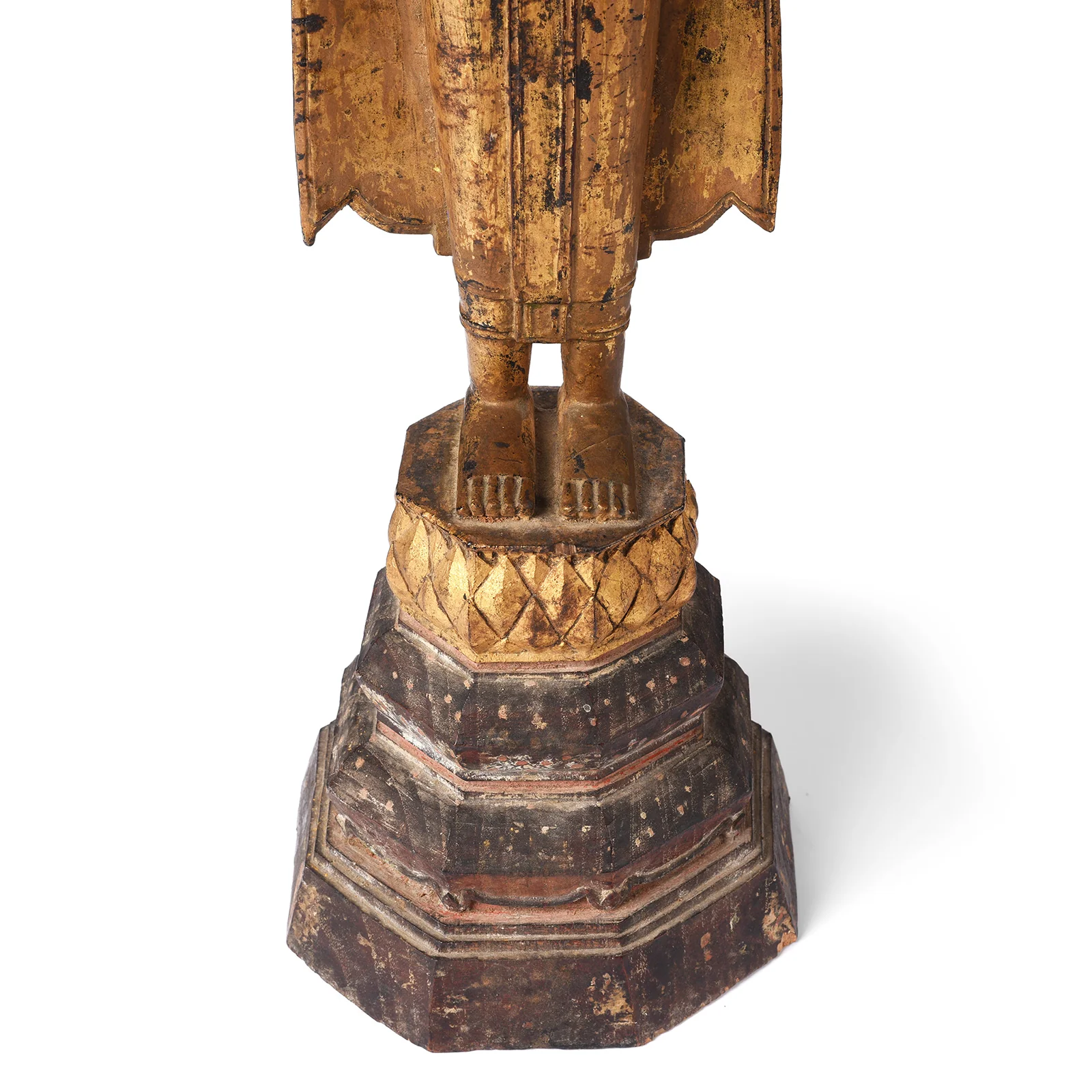 Gilt Teak Sukothai Style Standing Thai Buddha - Early 19th Century - Image 12
