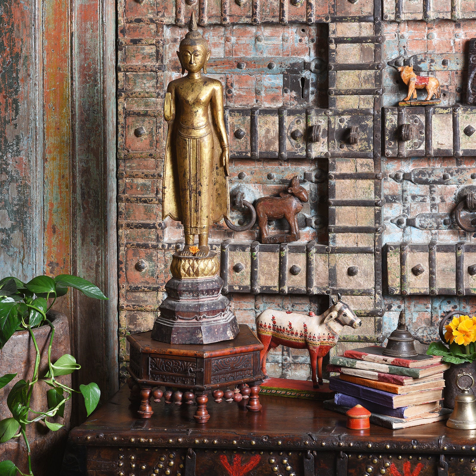 Gilt Teak Sukothai Style Standing Thai Buddha - Early 19th Century - Image 2