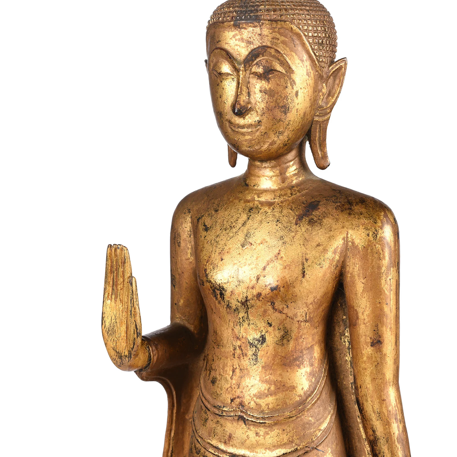 Gilt Teak Sukothai Style Standing Thai Buddha - Early 19th Century - Image 8