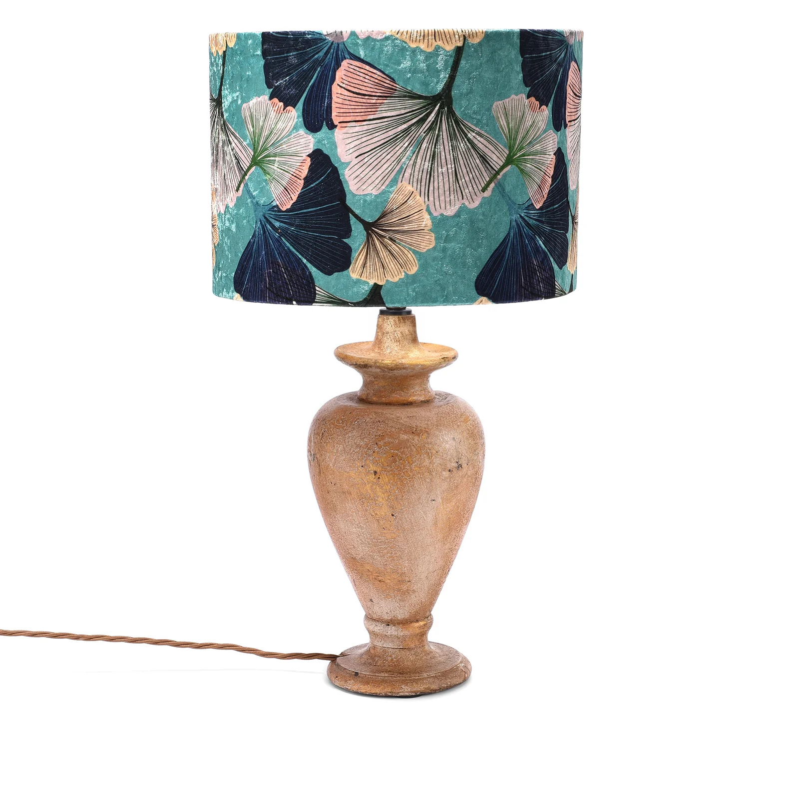 Blue Gingko Velvet Drum Shade - Image 3