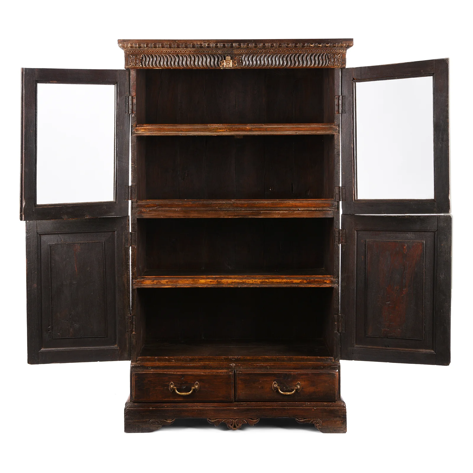 Glazed Anglo Indian Teak Book Cabinet - Late 19th Century - Image 2