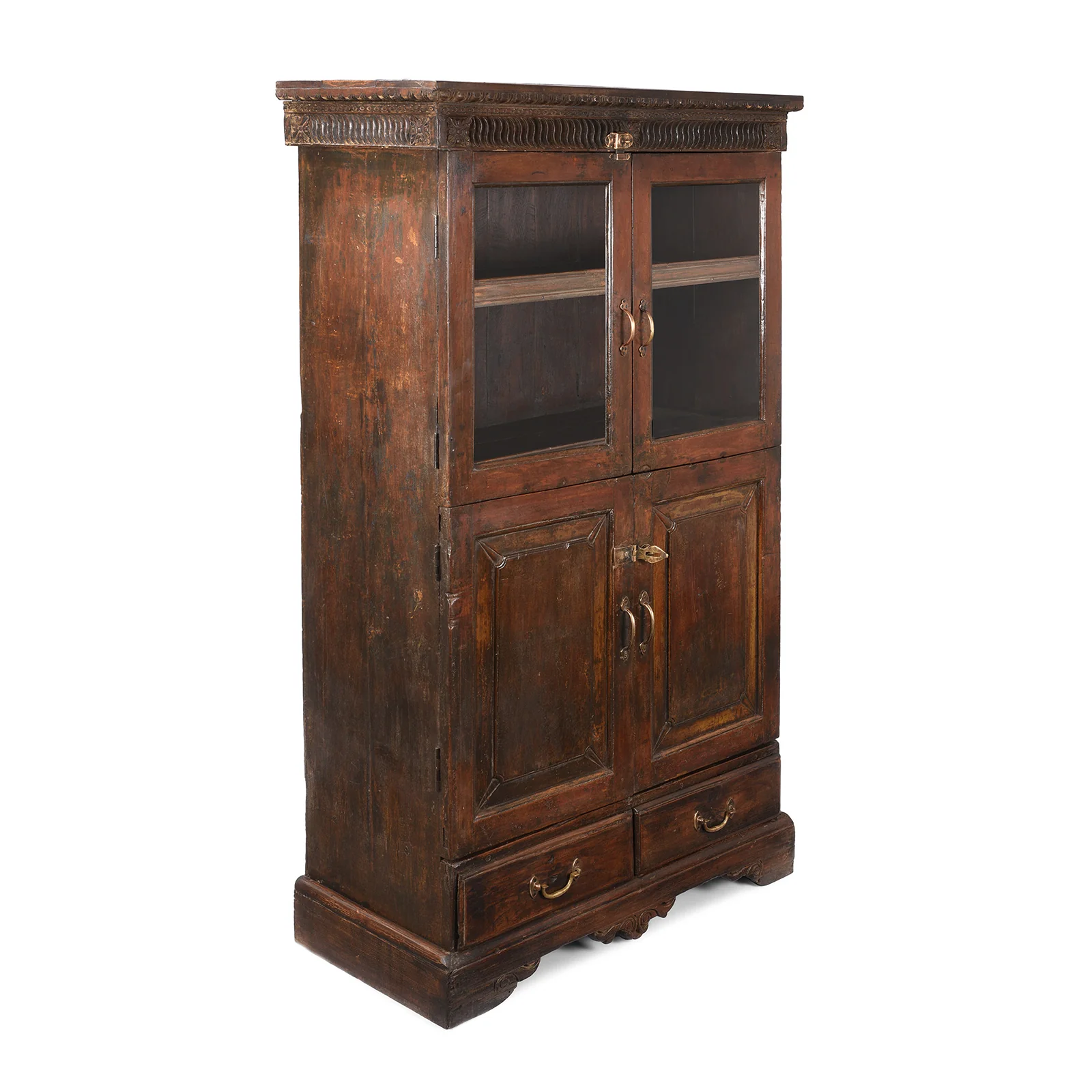 Glazed Anglo Indian Teak Book Cabinet - Late 19th Century - Image 3