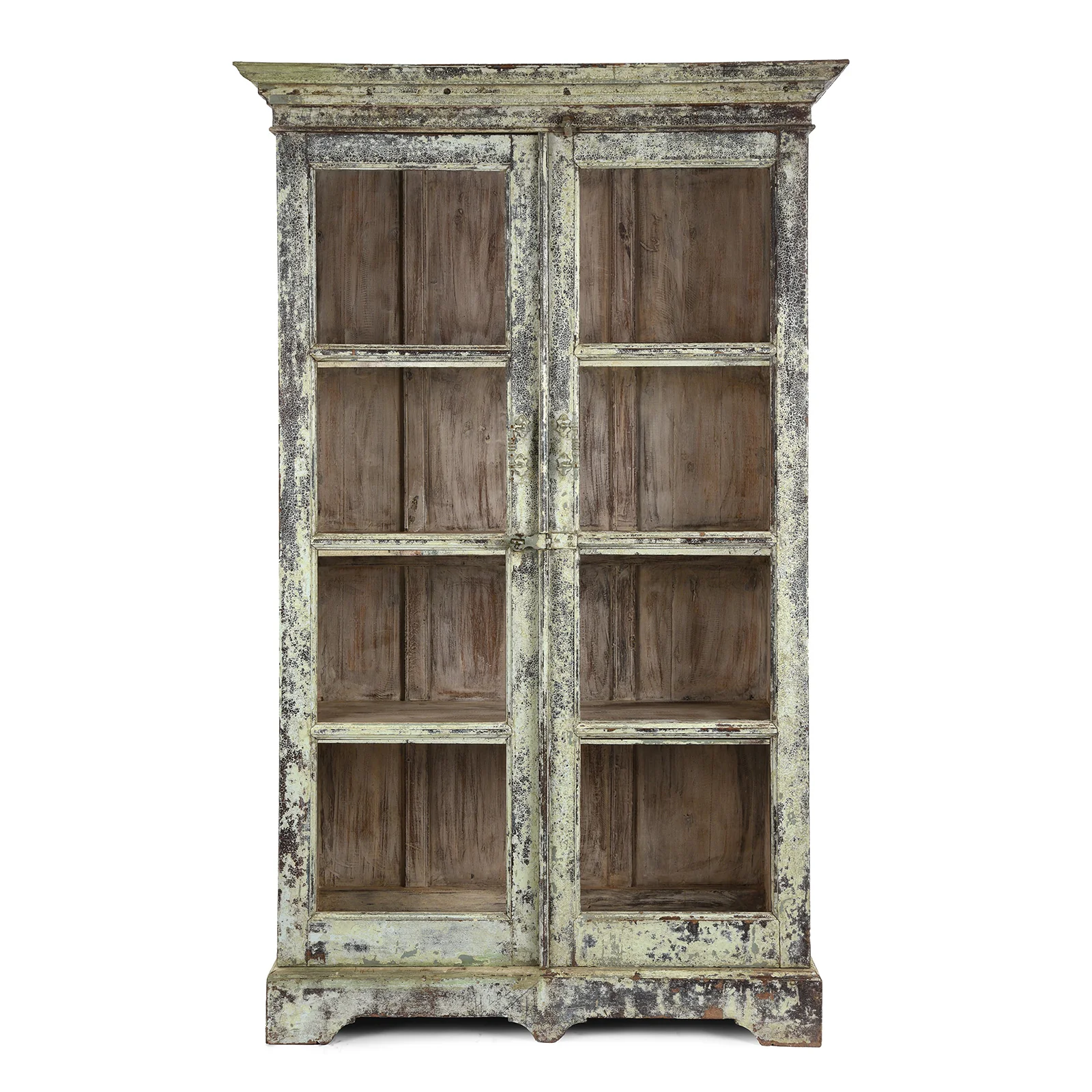 Glazed Painted Teak Indian Book Cabinet - Ca 1910