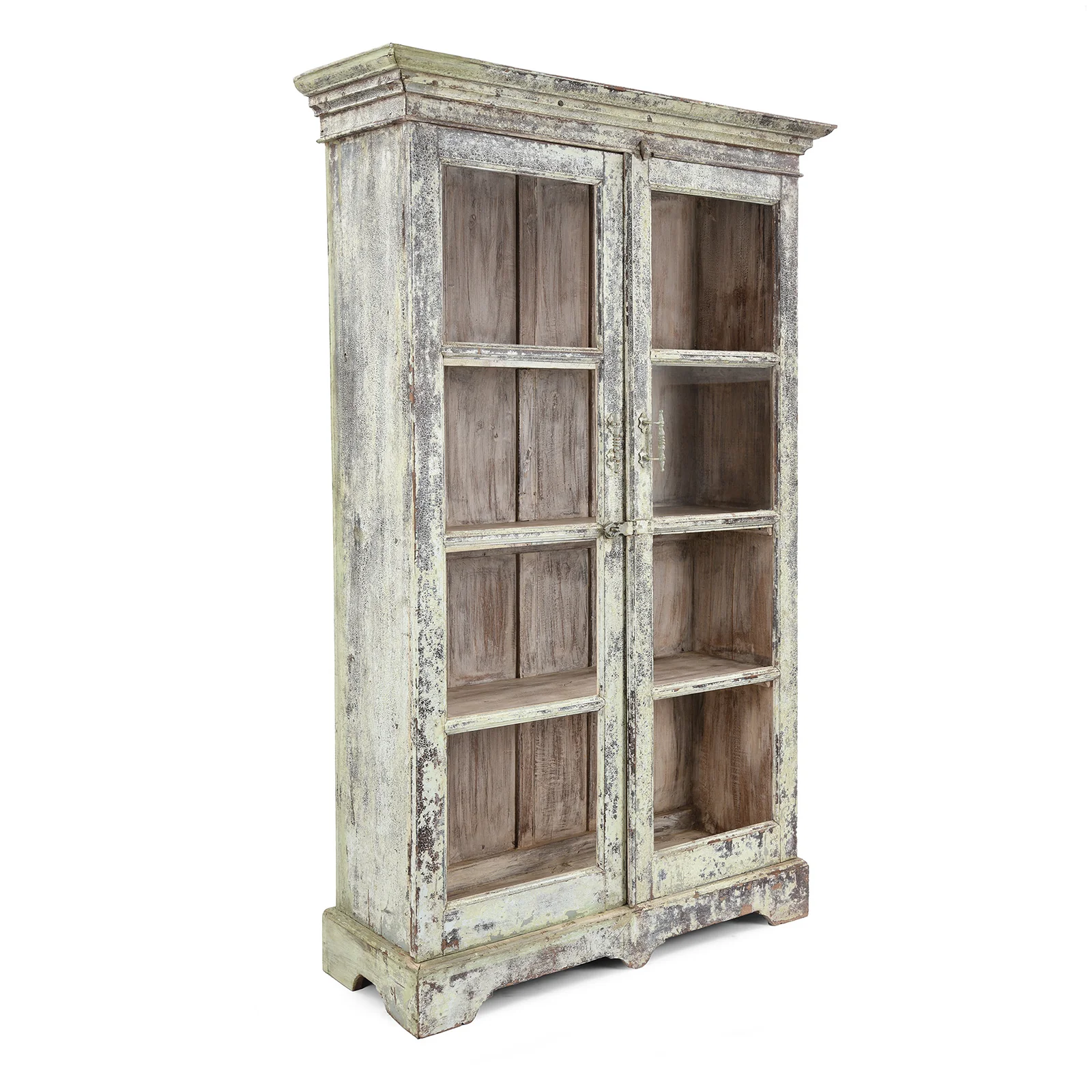 Glazed Painted Teak Indian Book Cabinet - Ca 1910 - Image 2