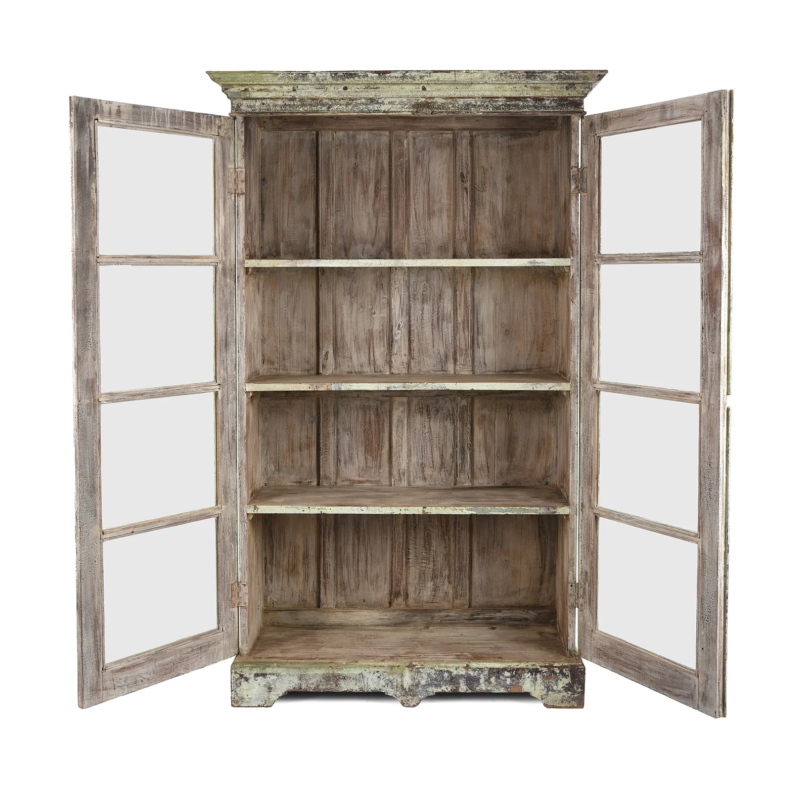 Glazed Painted Teak Indian Book Cabinet - Ca 1910 - Image 3