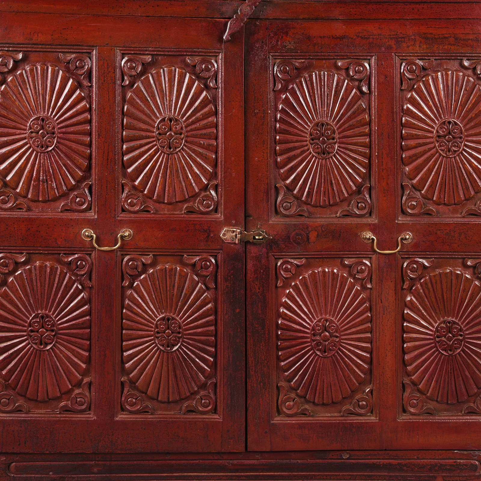 Glazed Teak Almirah Cabinet With Sunburst Panels - 19th Century - Image 8