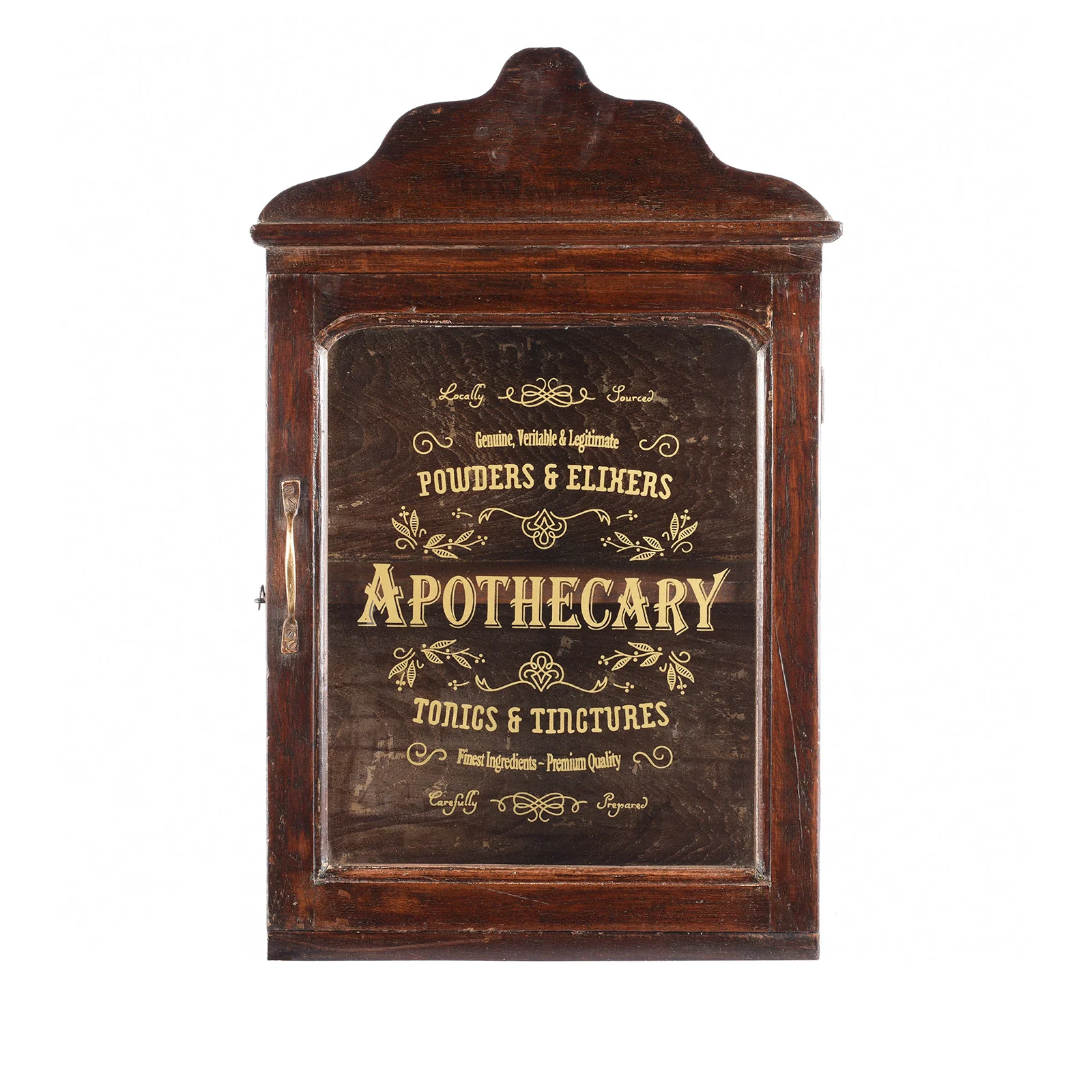 Glazed Teak 'Apothecary' Wall Cabinet From Gujarat - Ca 1930