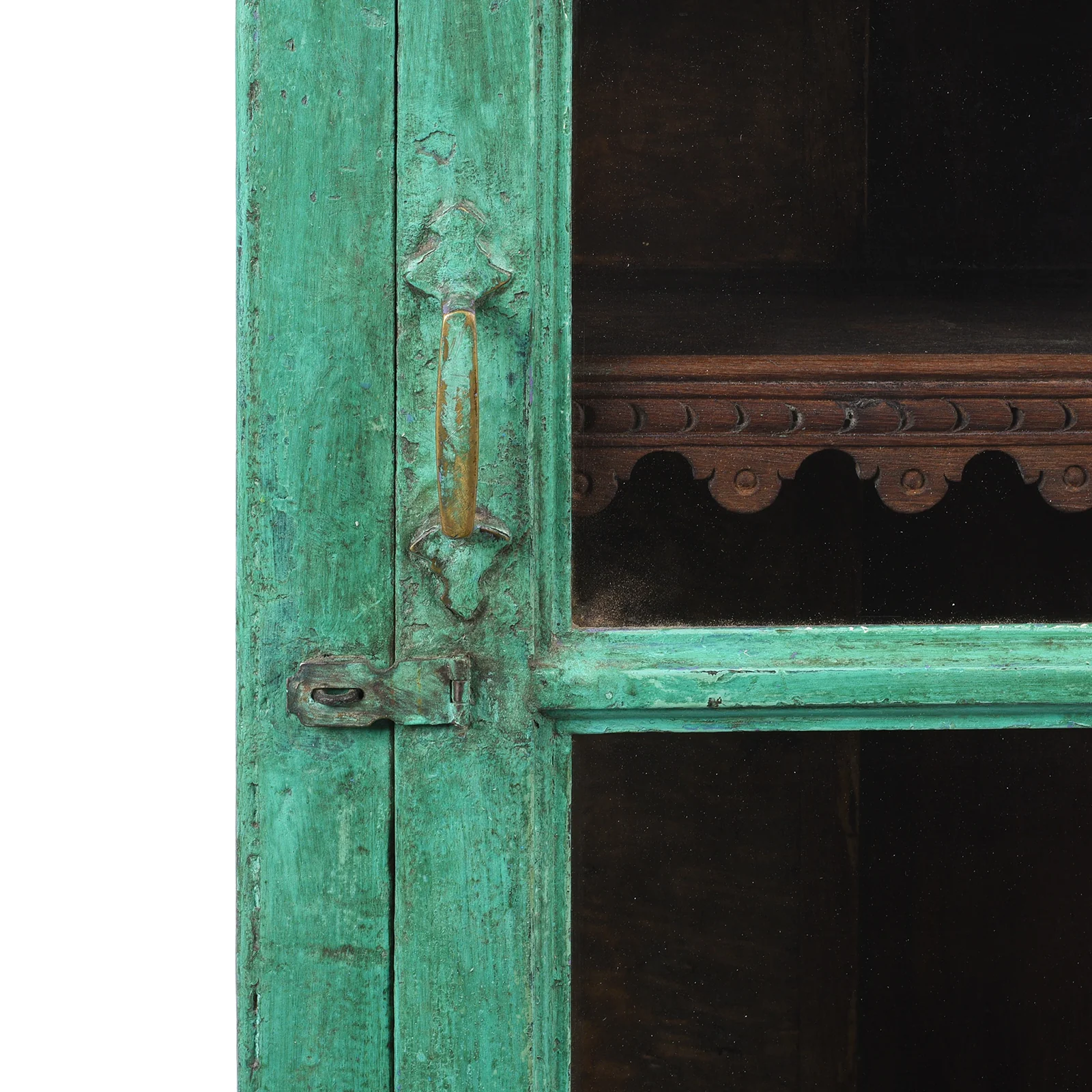Green Painted Teak Glazed Wall Cabinet - Ca 1930 - Image 6