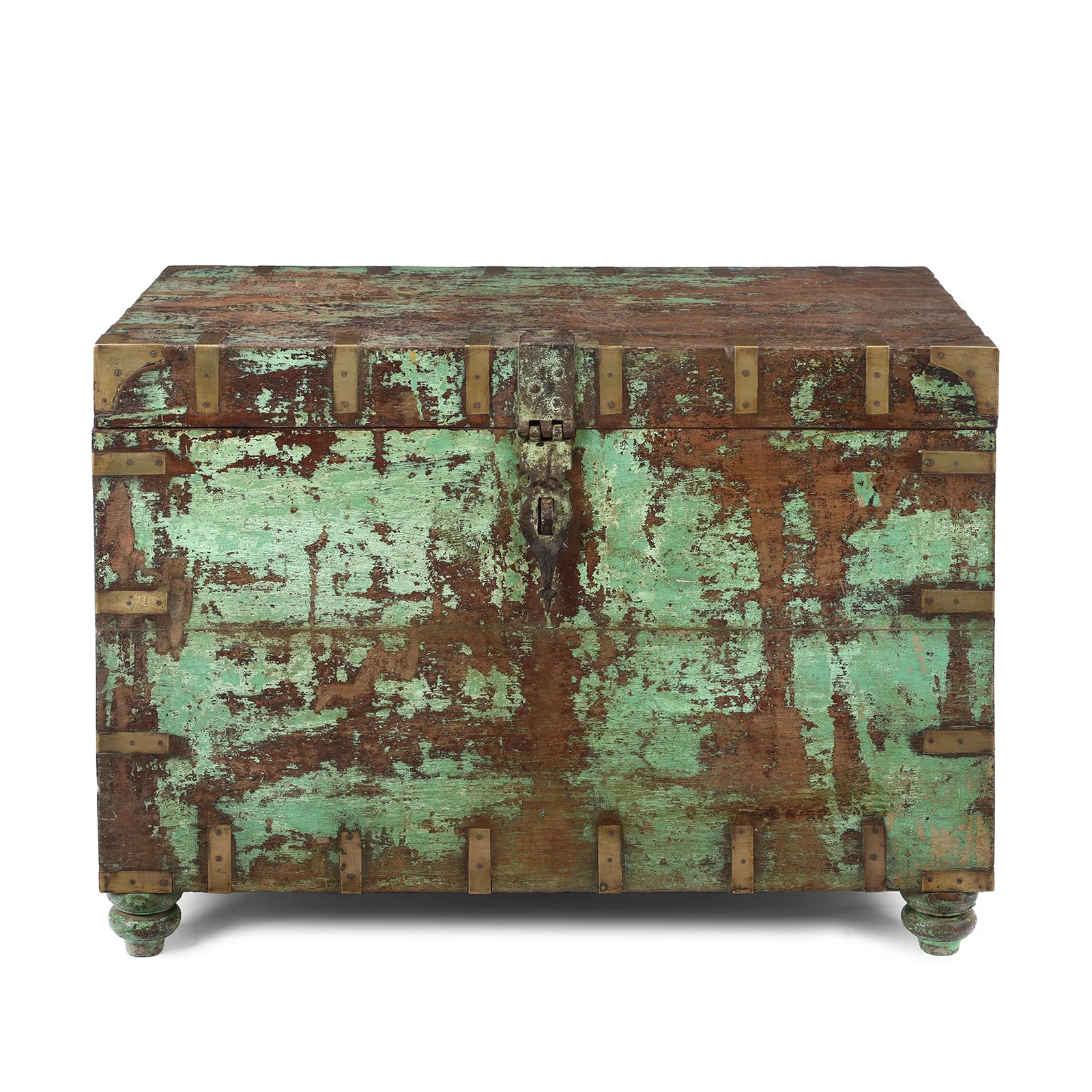 Painted Brass Bound Indian Military Chest - 19th Century