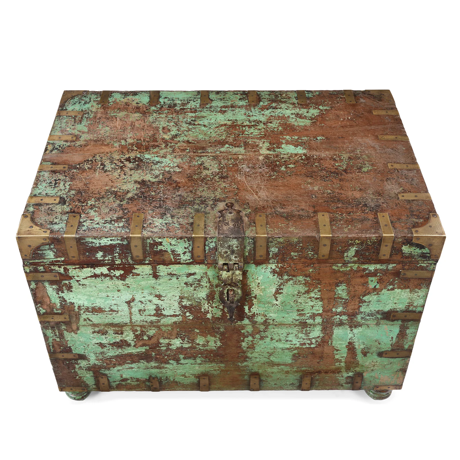 Painted Brass Bound Indian Military Chest - 19th Century - Image 3